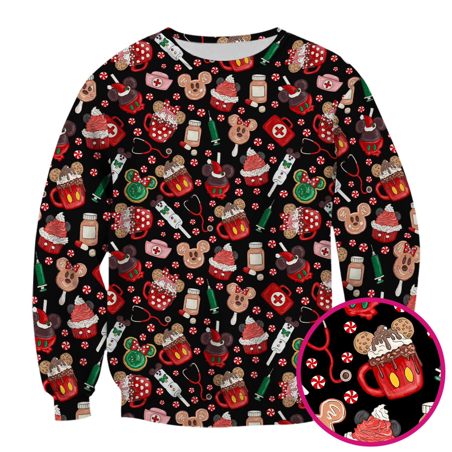Funny Gingerbread Christmas Scrub Top - Cute Candy Cupcake Nurse Shirt - Holiday Medical Uniform RN CNA LPN