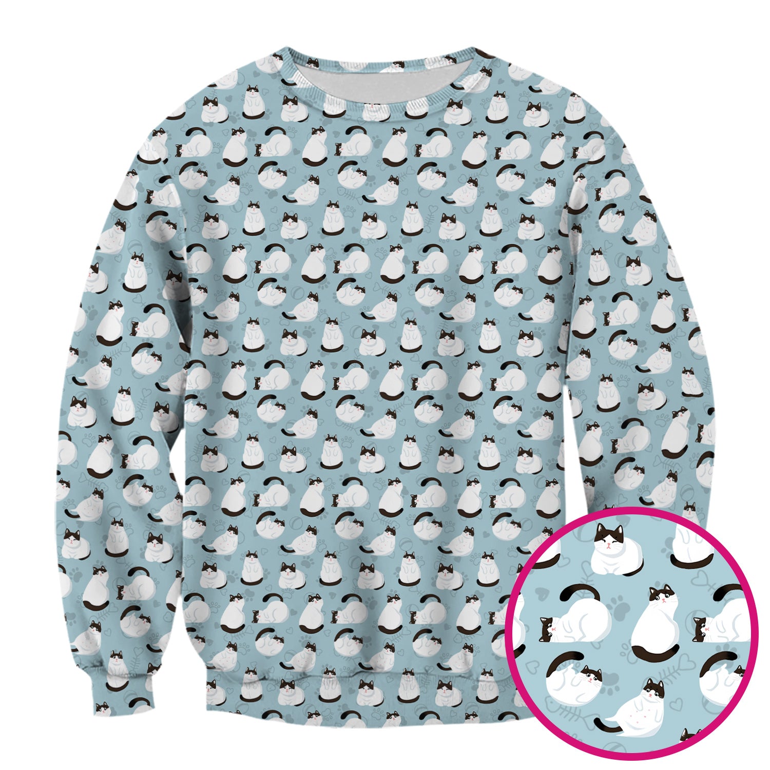 Cute Cat Pattern Medical Scrub Top, Breathable Fabrics Nursing Uniform