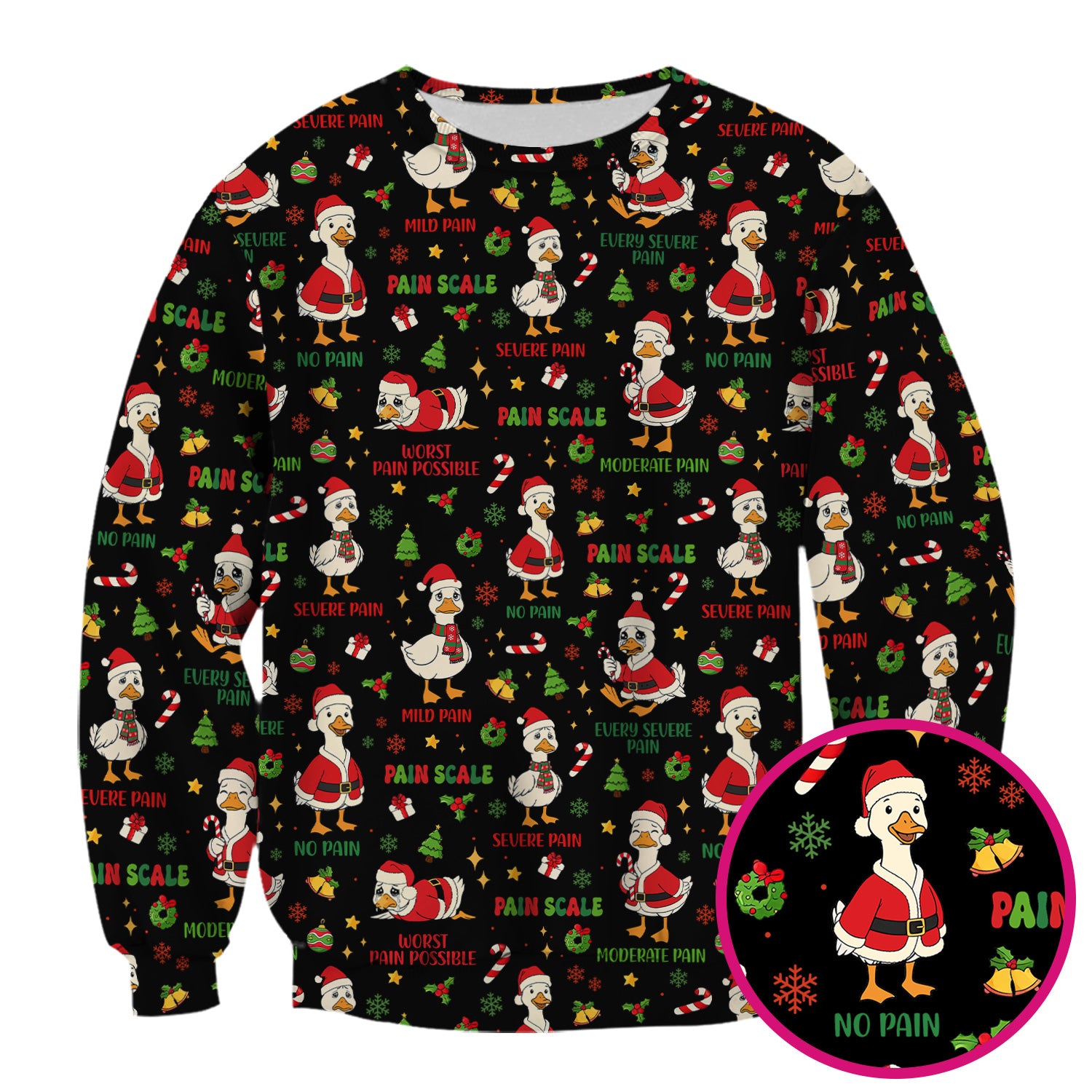 Christmas Nurse Scrub Top - Funny Goose Pain Scale - Cute Holiday Medical Uniform for Women