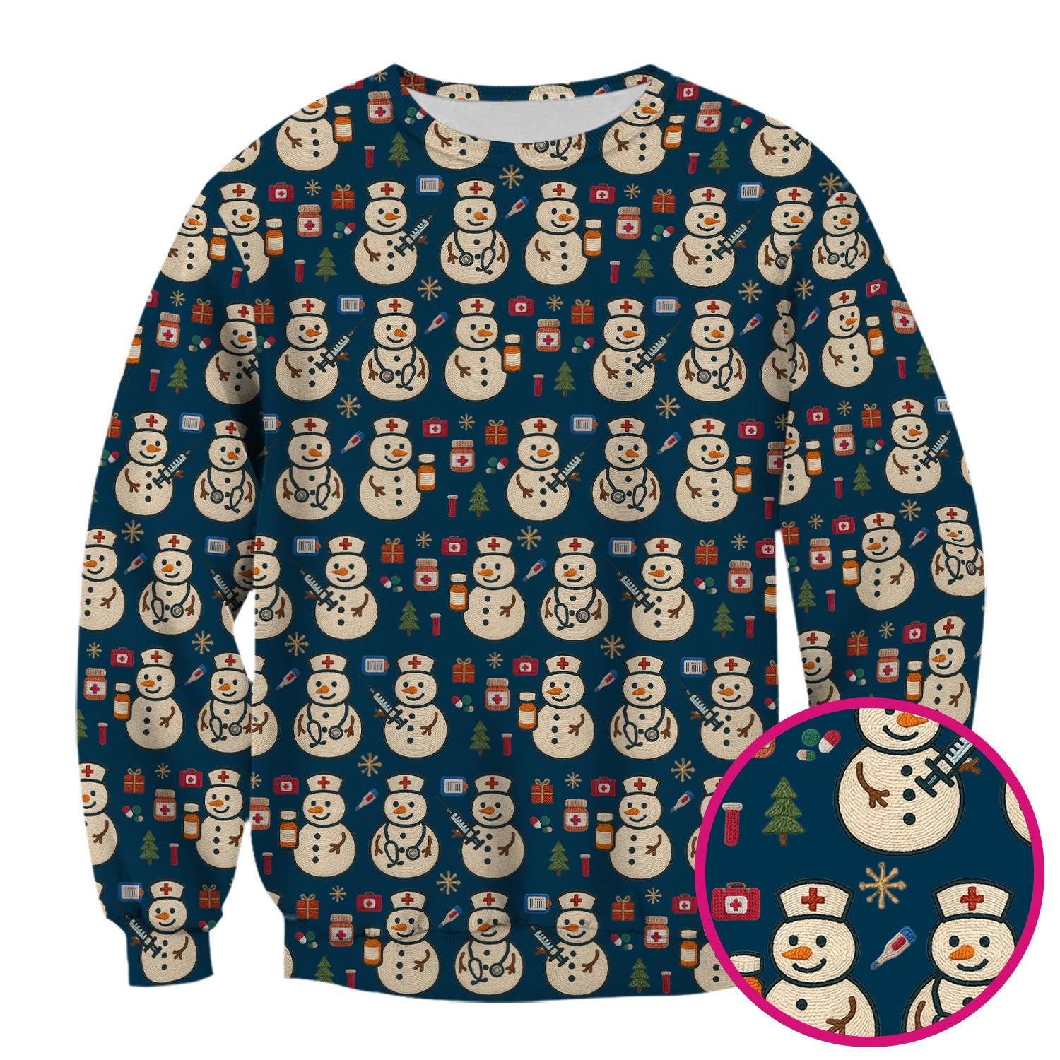 Snowman Nurse Christmas Scrub Top – Festive Medical Pattern Shirt – Cute Holiday Uniform For Nursing