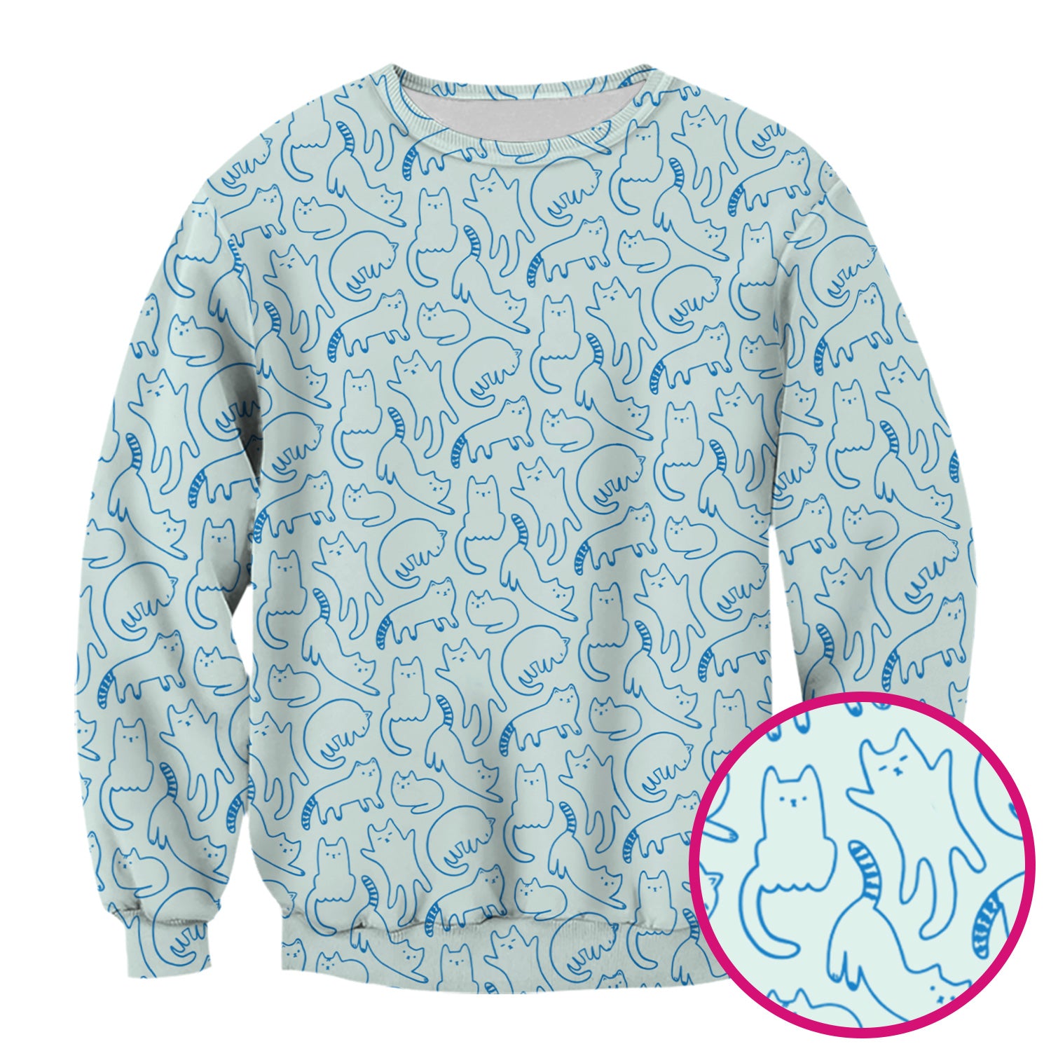 Artistic Cat Pattern Medical Scrub Top, Breathable Fabrics Nursing Uniform