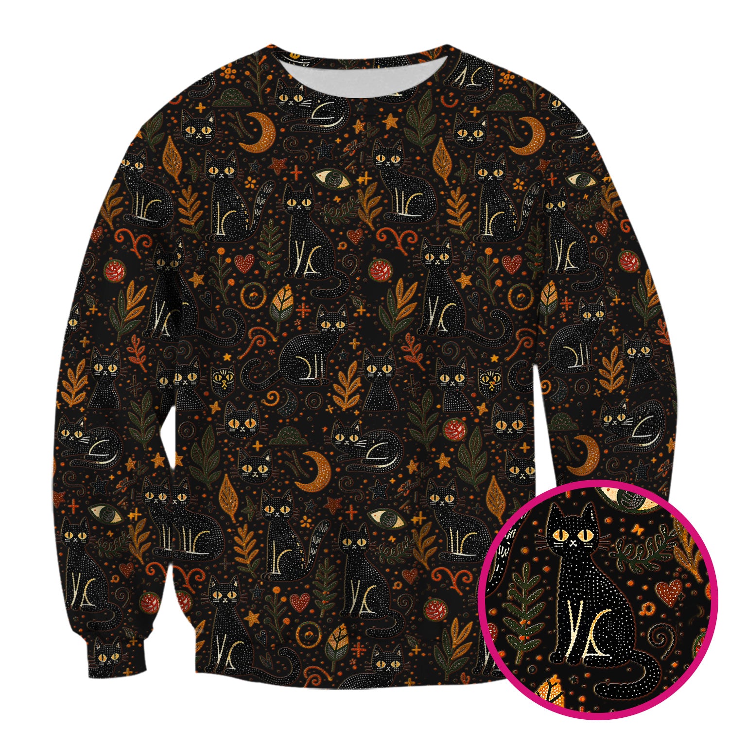 Mystic Black Cat Celestial Doodle Pattern Scrub Top, Comfortable Scrubs for Nurses