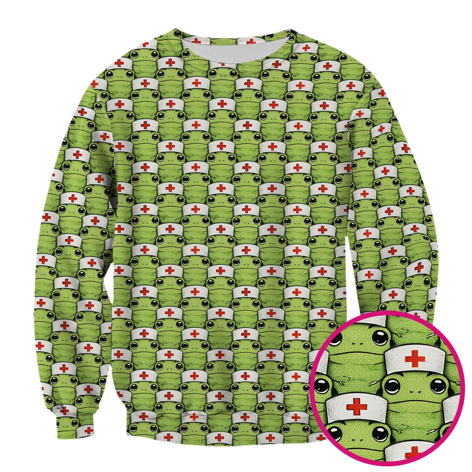 Funny Green Nurse Frog Scrub Top, Comfortable Scrubs for Nurses