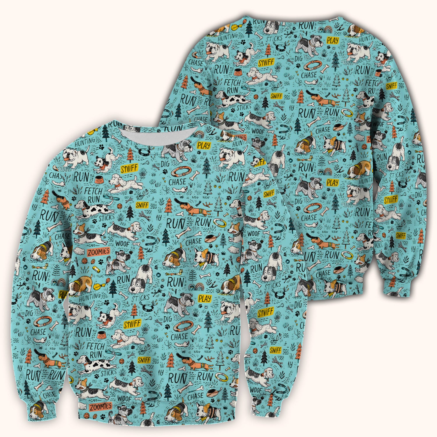 Playful Cartoon Puppy Adventure Pattern Scrub Top, Comfortable Scrubs for Nurses