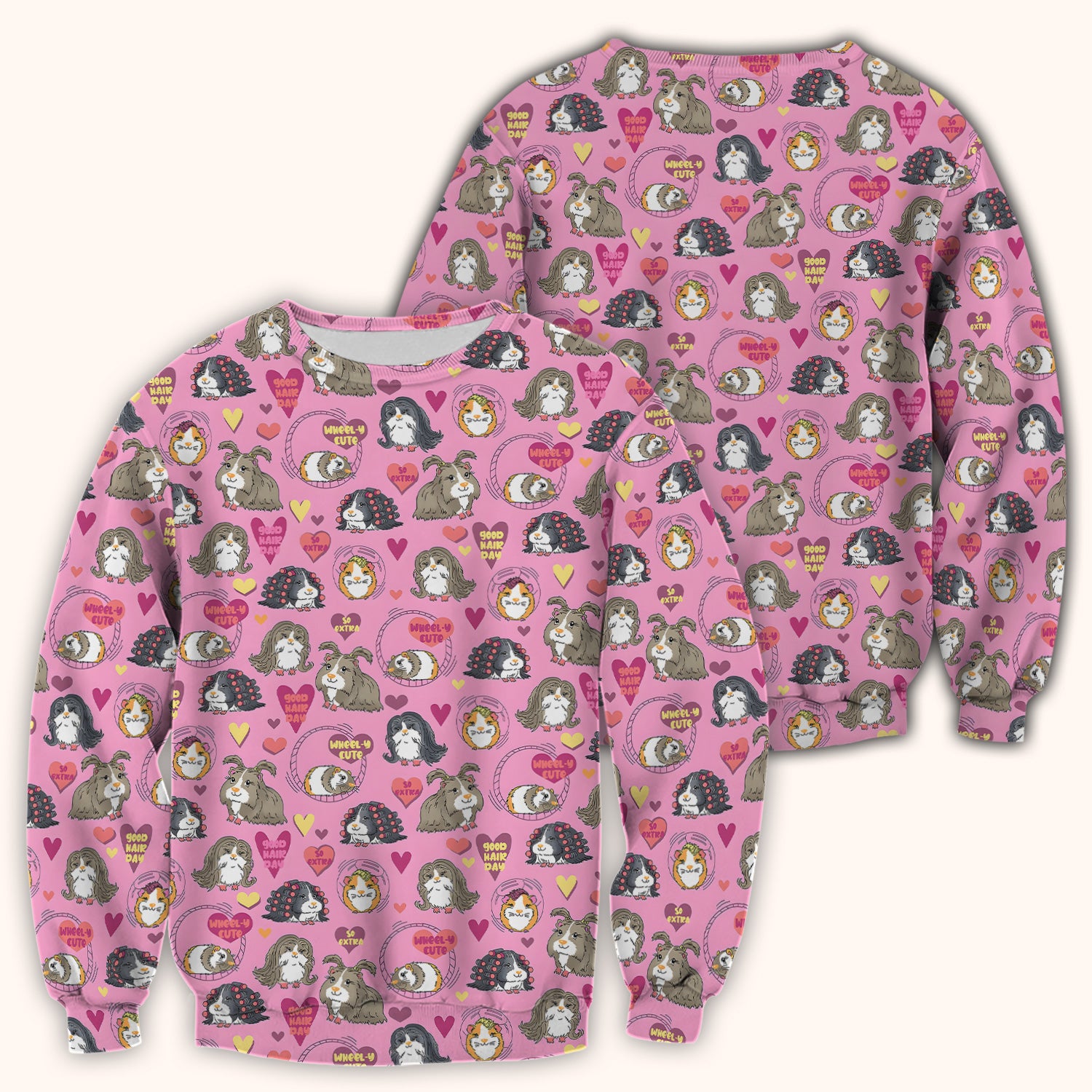 Cute Guinea Pig Heart Pattern Scrub Top, Comfortable Scrubs for Nurses