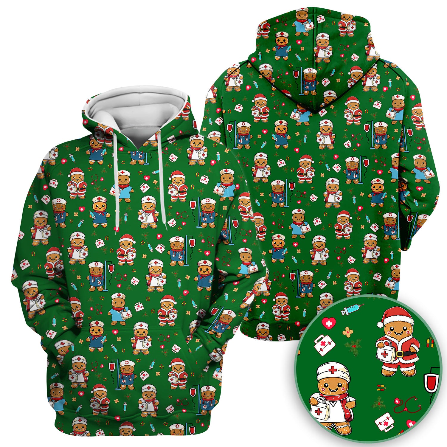 Christmas Gingerbread Nurse Scrub Top for Women - Cute Holiday Medical Uniform - Funny Shirt for RN LPN CNA Xmas Gift