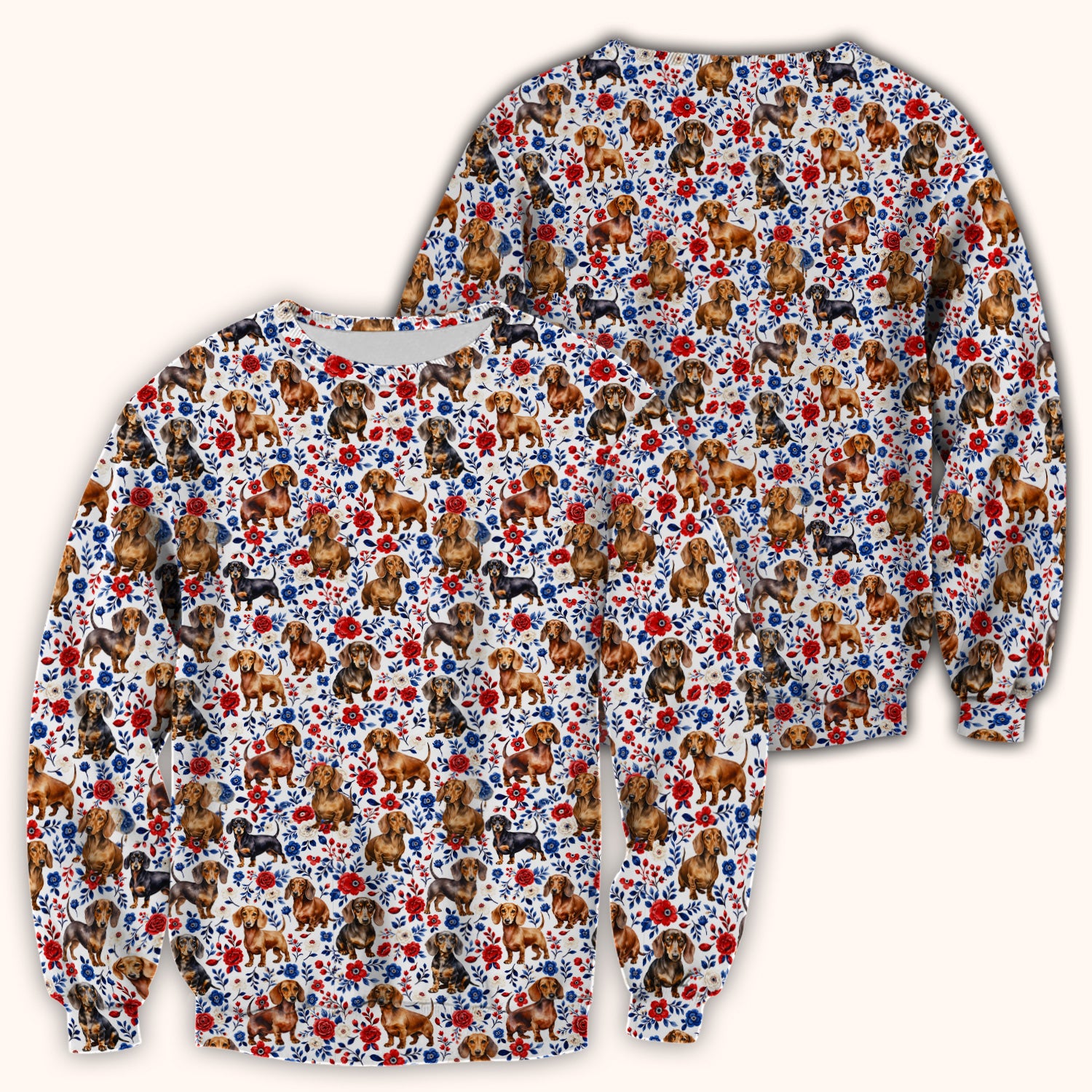 Floral Dachshund Nurse Scrub Top for RN, CNA, Veterinary Staff, Dog Lover Uniform