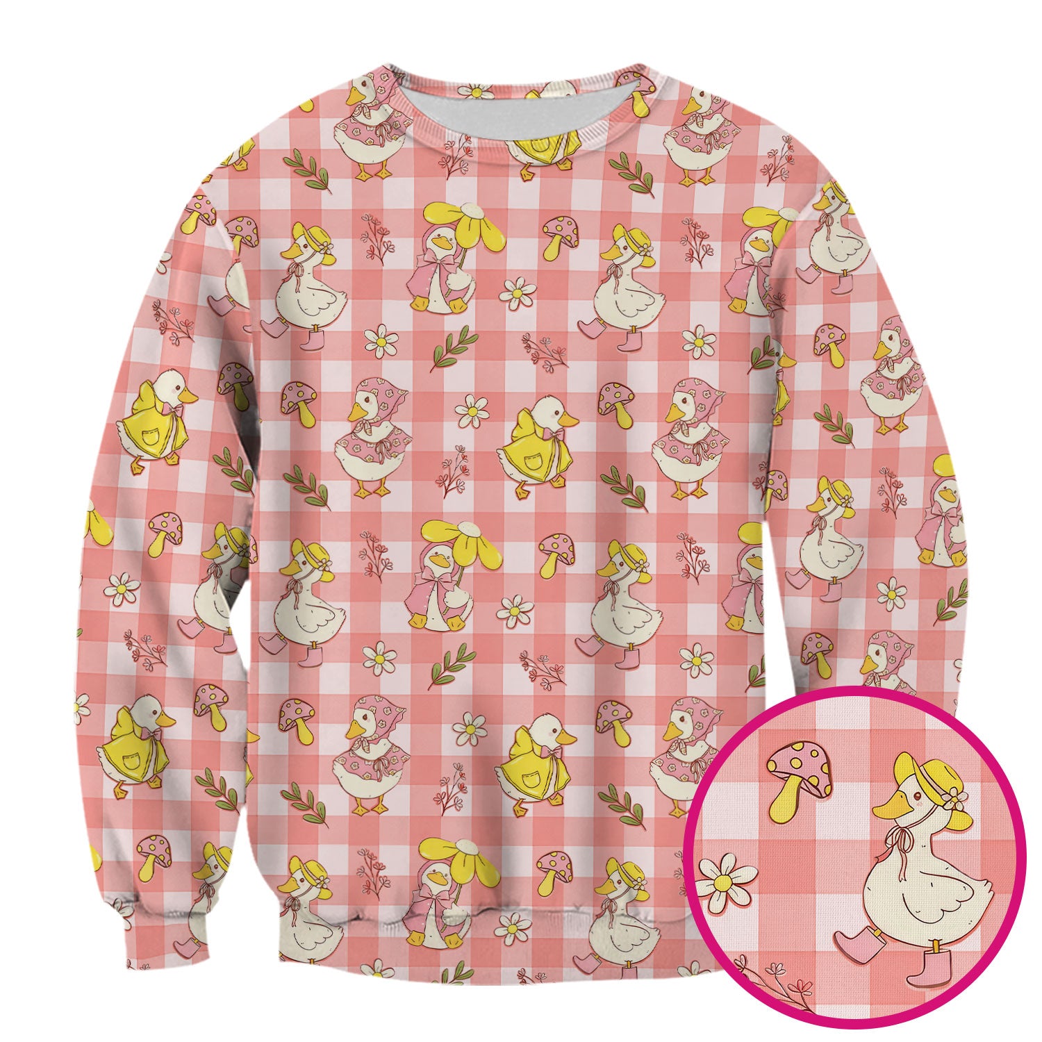 Cute Duck Outfit Gingham Pattern Scrub Top, Comfortable Scrubs for Nurses