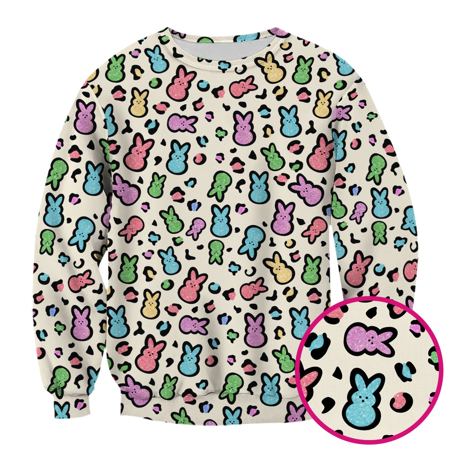 Cute Easter Bunny Pastel Pattern Scrub Top, Comfortable Scrubs for Nurses