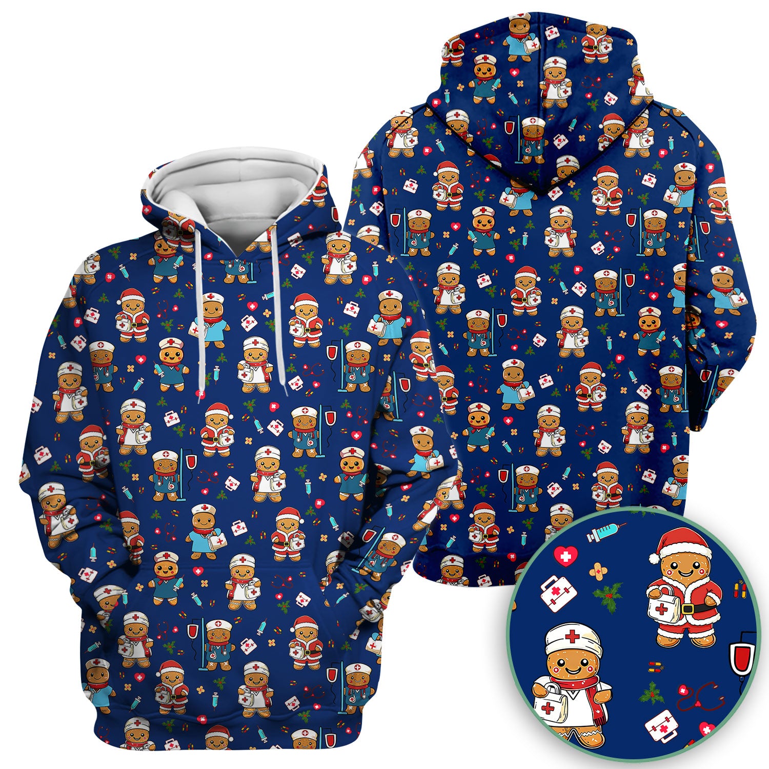 Elf Gingerbread Man Nurse Scrub Top - Santa’s Favorite Nurse Holiday Medical Uniform RN LPN CNA Gift