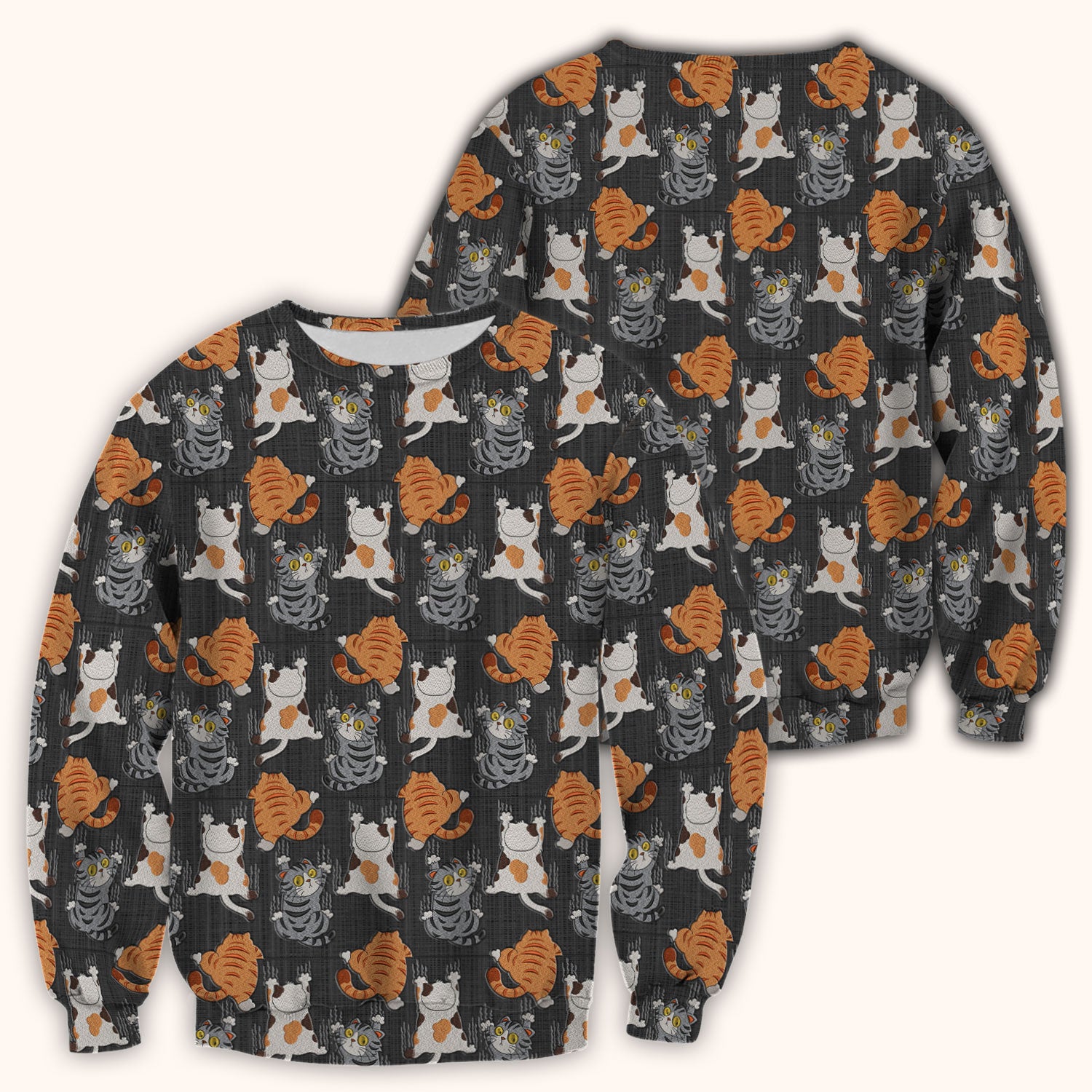 Cute Cat Pattern Nurse Scrub Top, Cats Medical Pattern Shirt, Breathable Fabrics Nursing Uniform