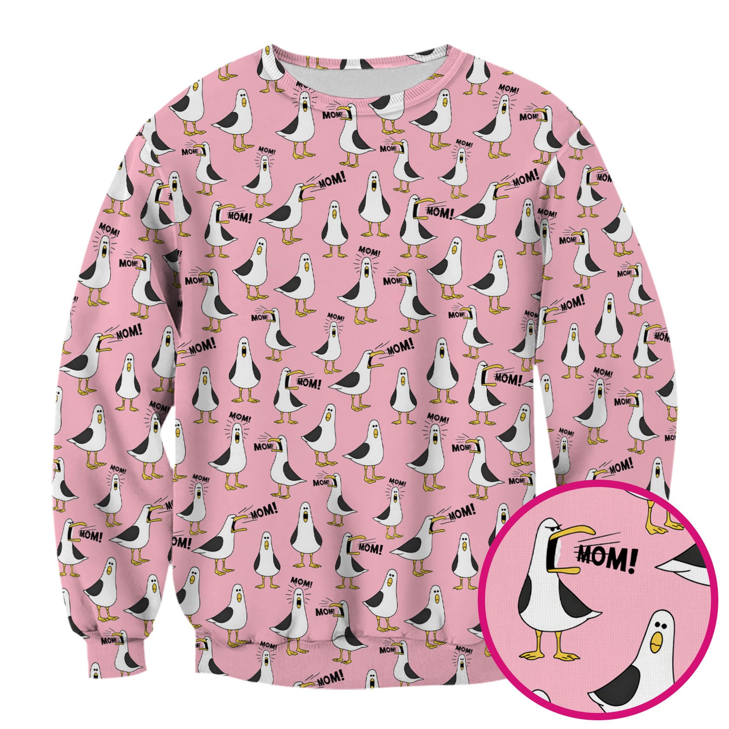 Funny Seagull Mom Seamless Pattern Scrub Top, Comfortable Scrubs for Nurses