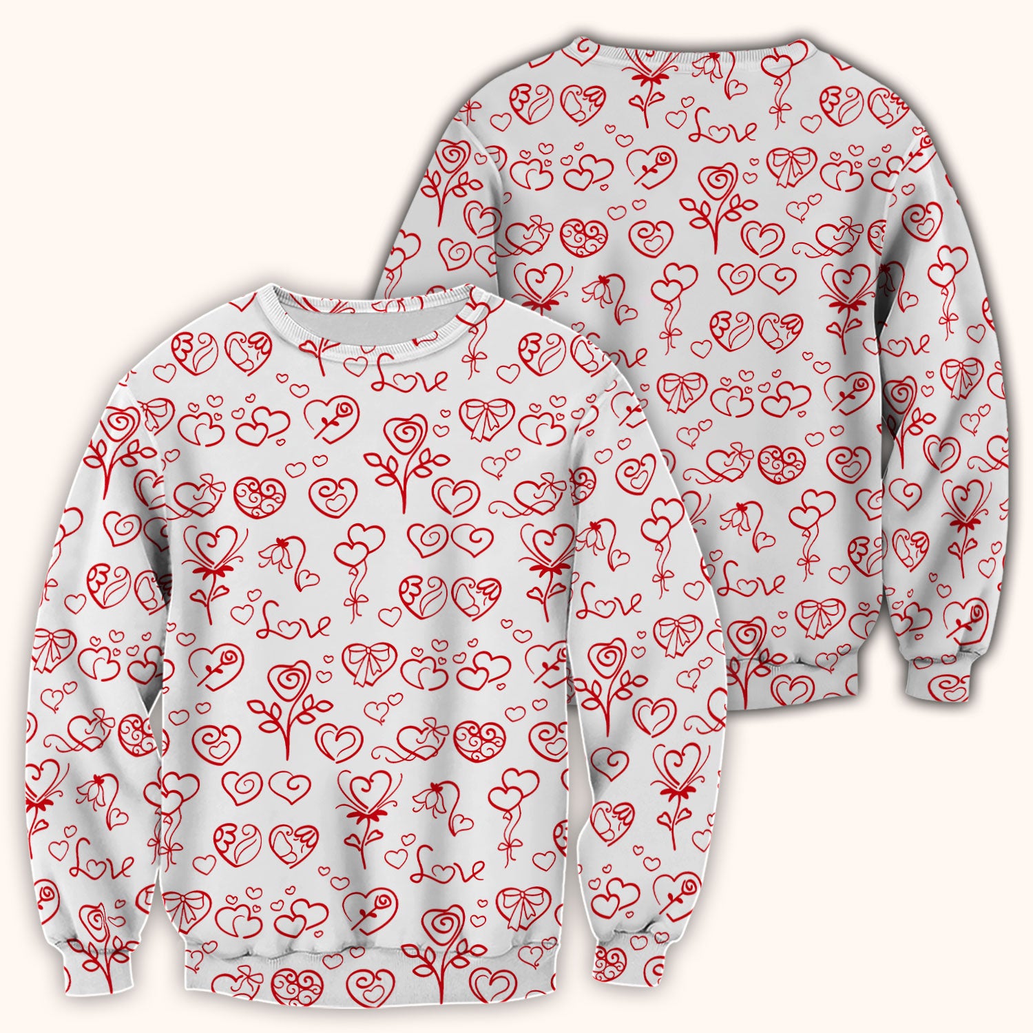 Cute Valentine Heart Scrub Top, Artistic Heart Pink Love Line Art Pattern Nurse Shirt, Comfortable Scrubs For Nursing