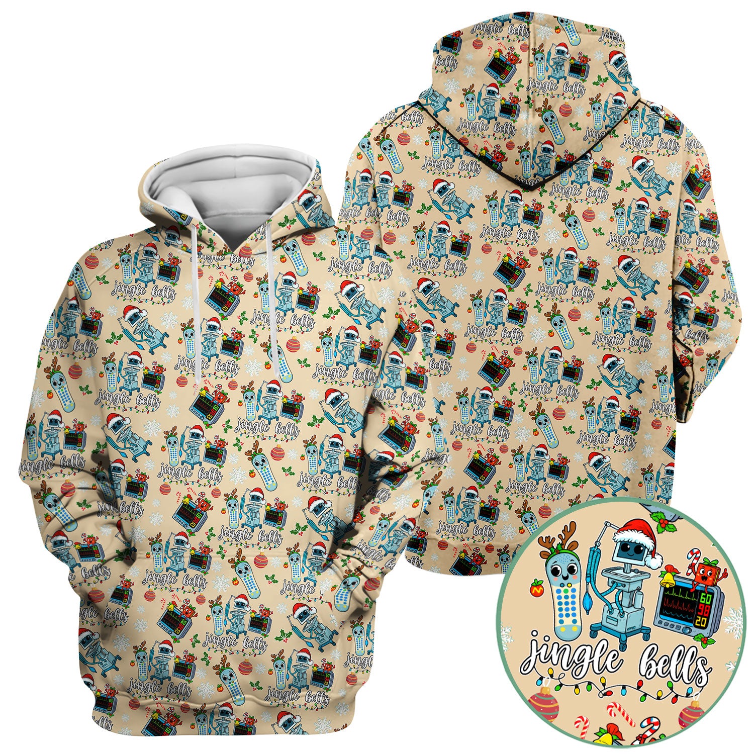 Funny Jingle Bells Holiday Scrub Top - Funny Christmas Scrubs for Nurses - Breathable Fabrics Nursing Uniform