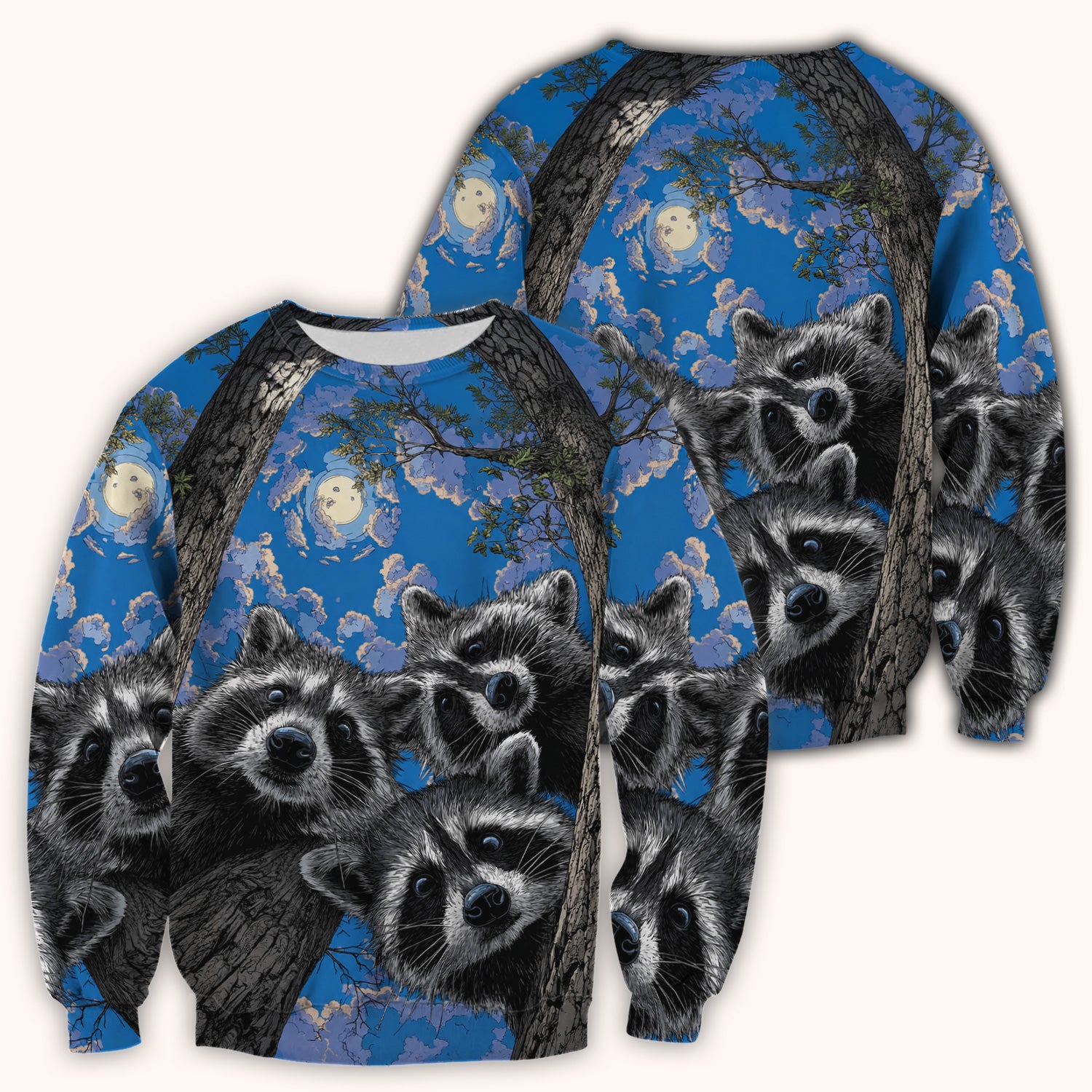 Cute Raccoon Tree Veterinary Pattern Scrub Top, Comfortable Scrubs for Nurses