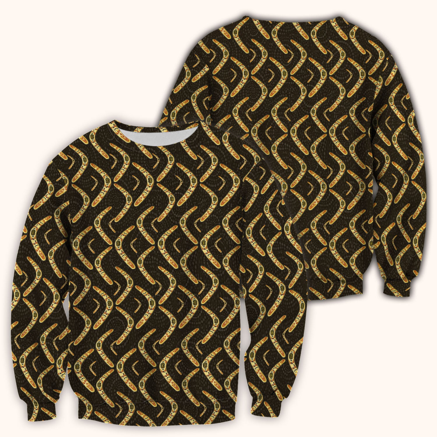 Aboriginal Boomerang Pattern Nurse Scrub Top, Breathable Fabrics Nursing Uniform