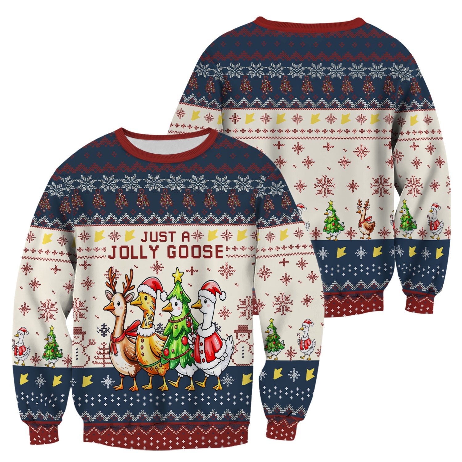 Funny Jolly Goose Christmas Scrub Top – Playful Holiday Goose Squad Pattern – Festive Medical Uniform for Nurses, Vets & Healthcare Workers