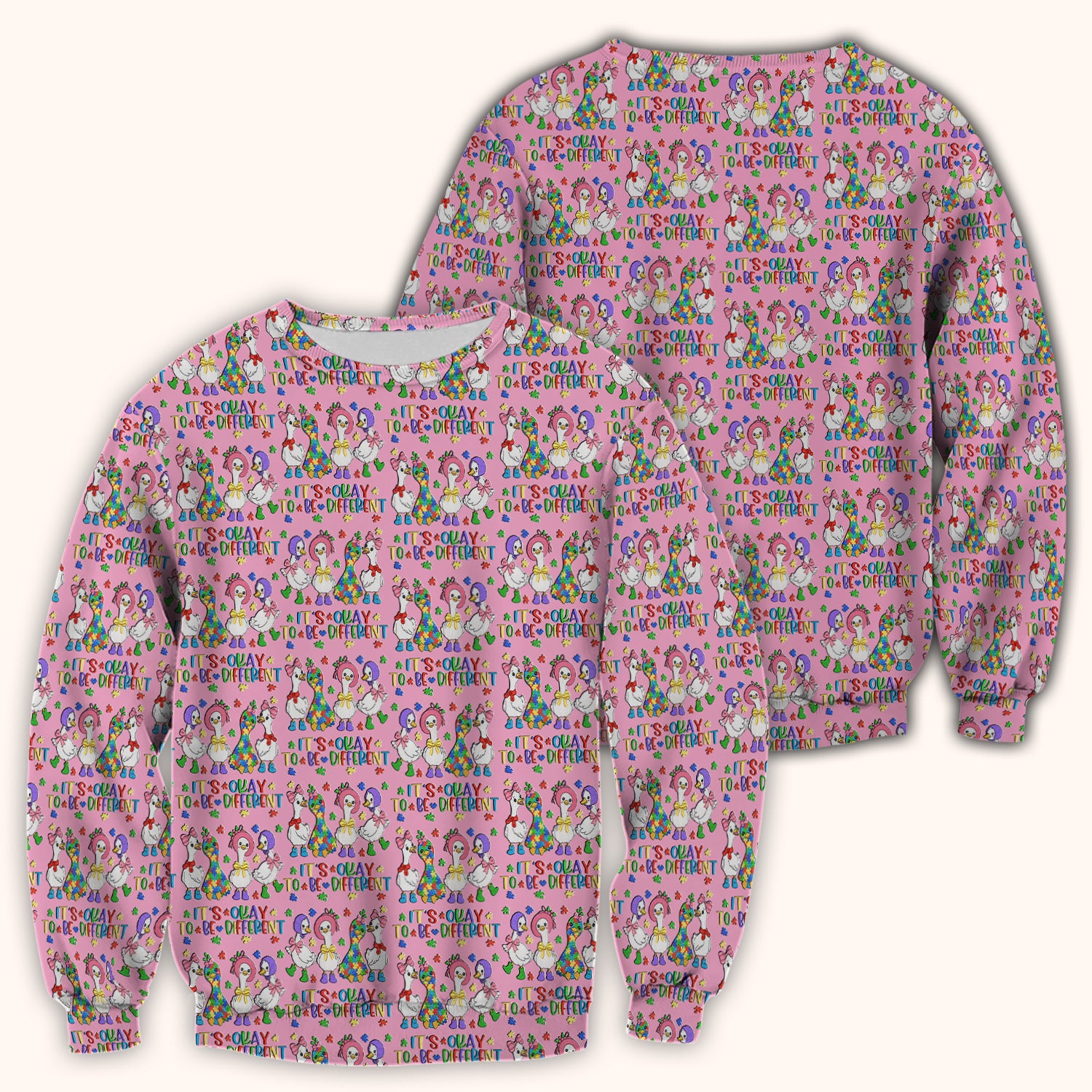 It’s Okay To Be Different Duck Pattern Scrub Top, Comfortable Scrubs For Nurses