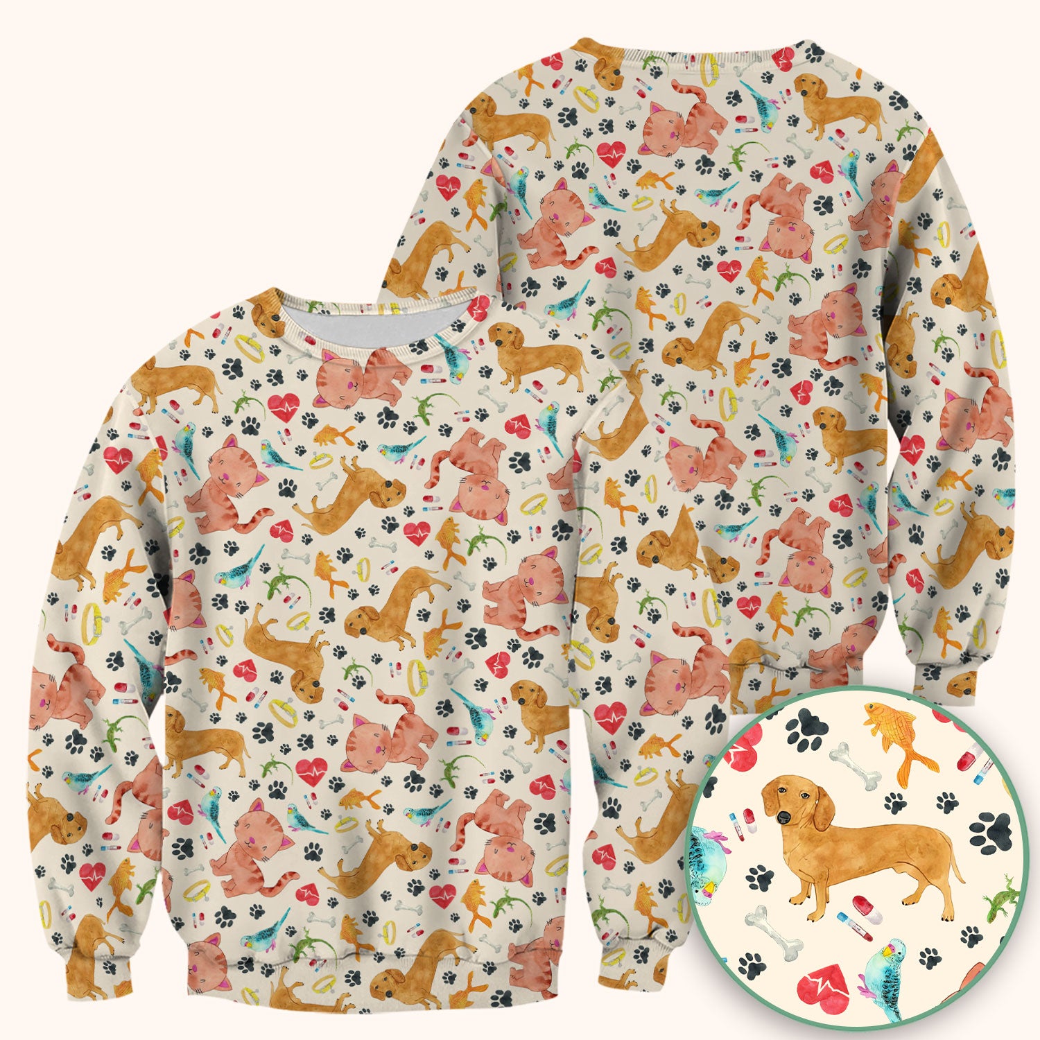 Cat Dog Veterinary Scrub Top - Cute Animal Paw Print Medical Shirt - Adorable Nurse Scrubs for Women RN CNA Vet Tech