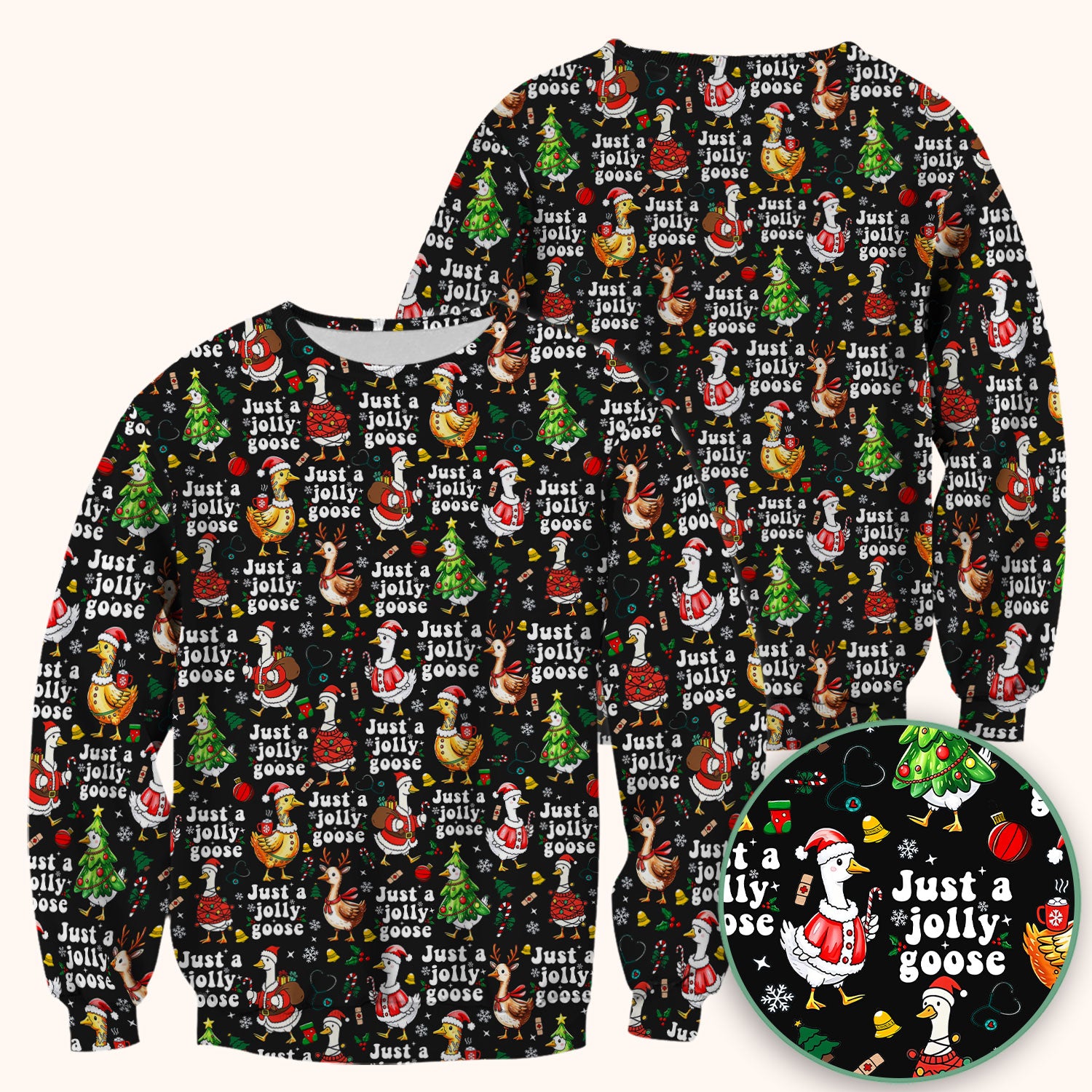 Just a Jolly Goose Funny Christmas Scrub Top - Holiday Medical Uniform for Nurse - Santa Goose Shirt Gift for Women