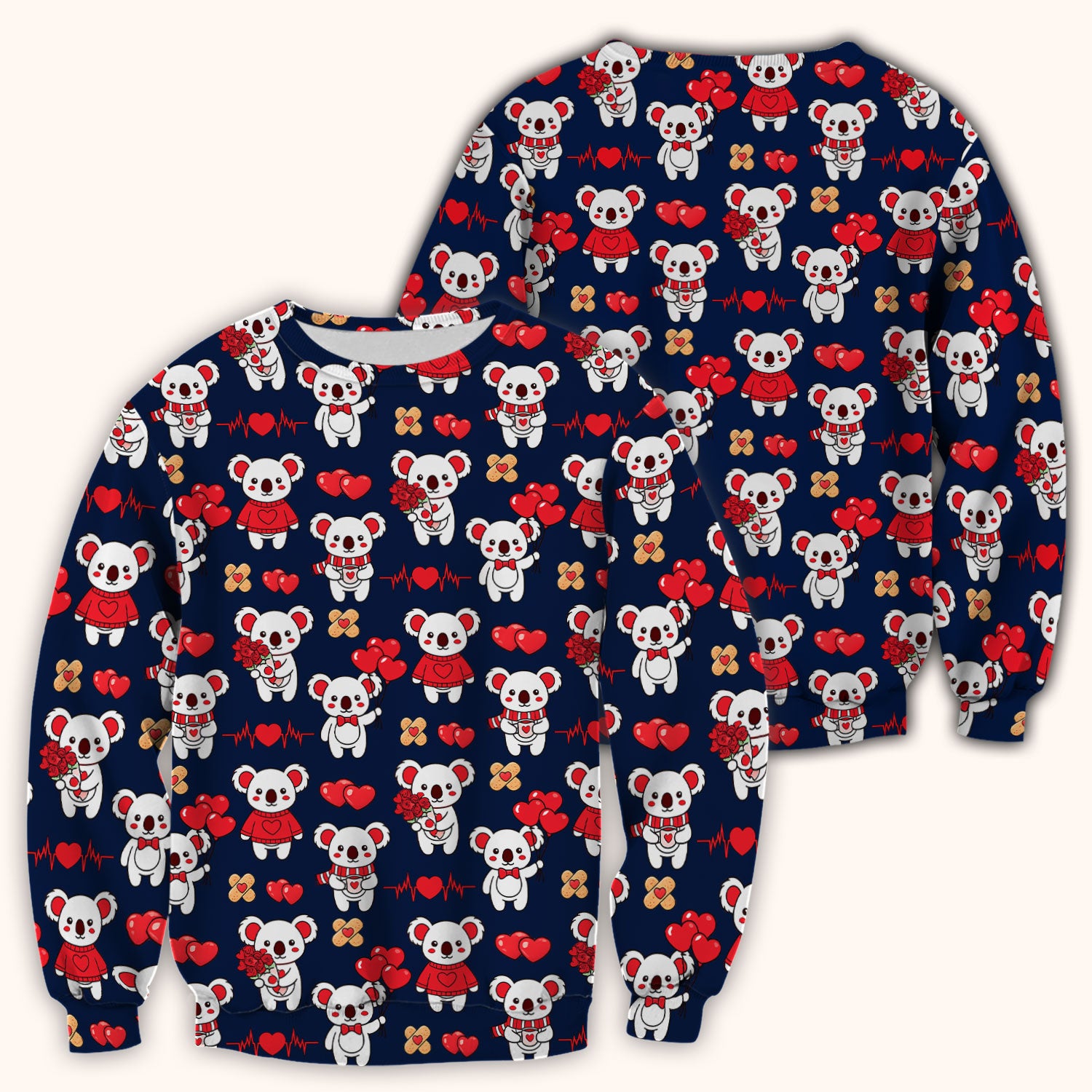 Sweet Koala Valentine Medical Design Scrub Top, Comfortable Scrubs for Nurses