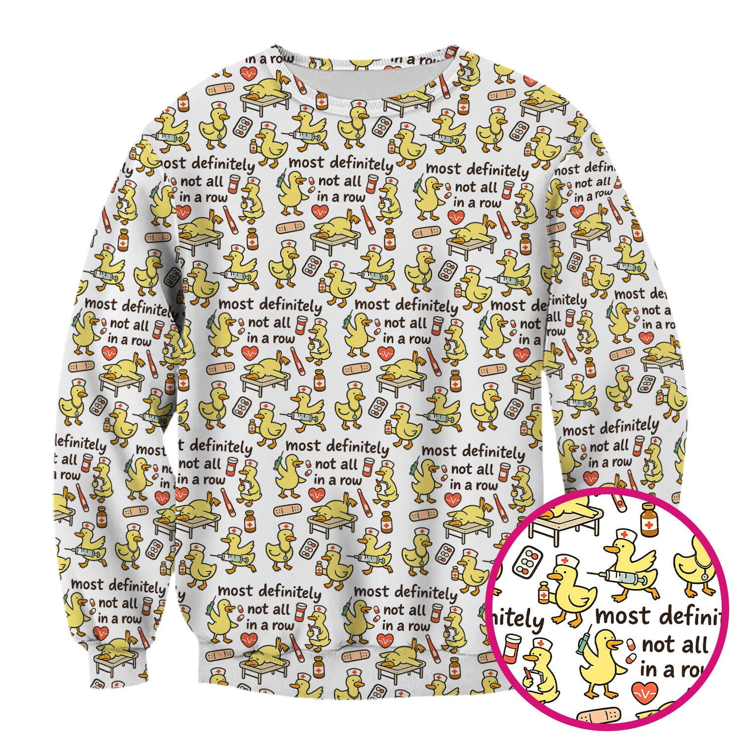 Funny Nurse Duck Medical Humor Pattern Scrub Top, Comfortable Scrubs for Nurses