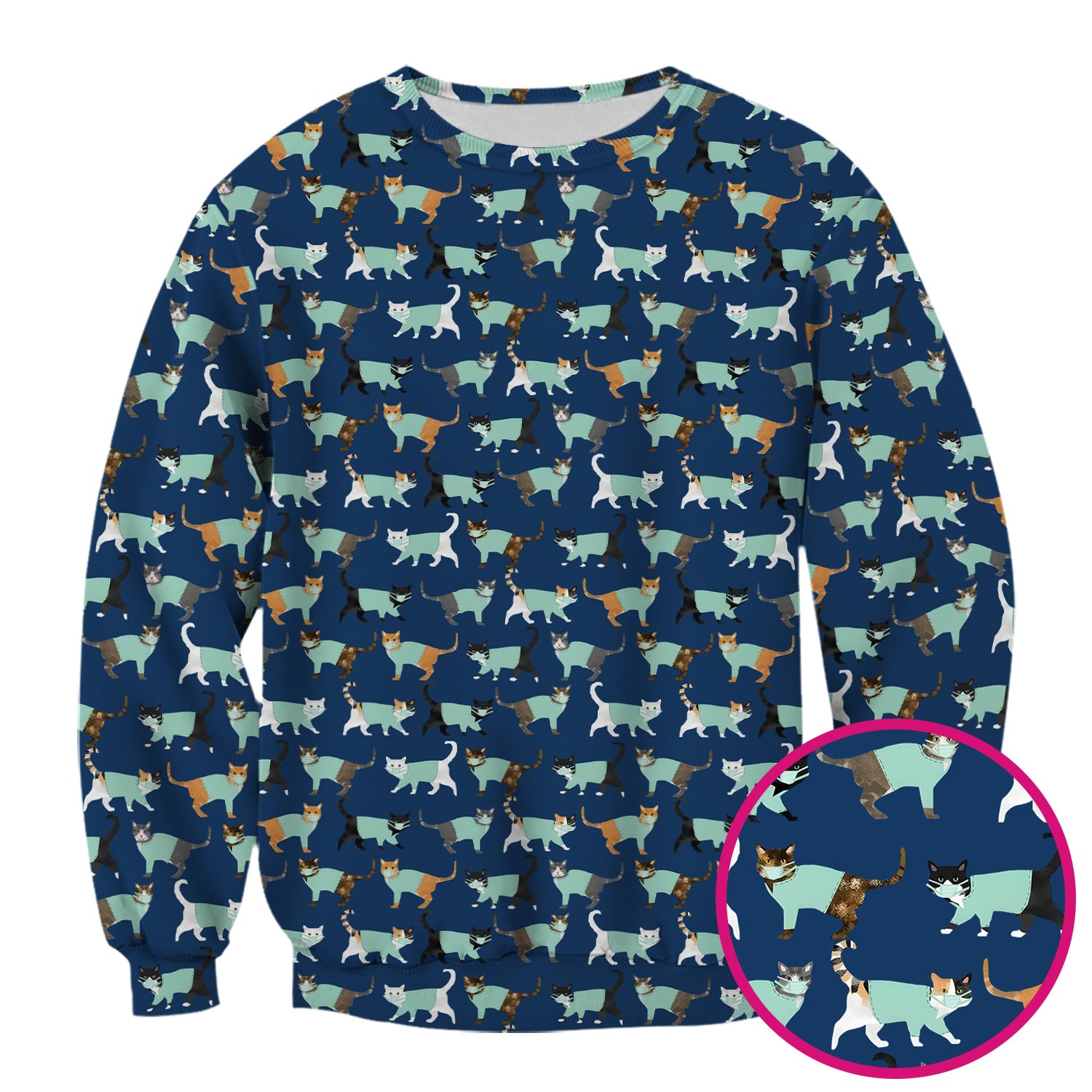 Playful Cat Nurse All Over Print Scrub Top, Comfortable Scrubs for Nurses