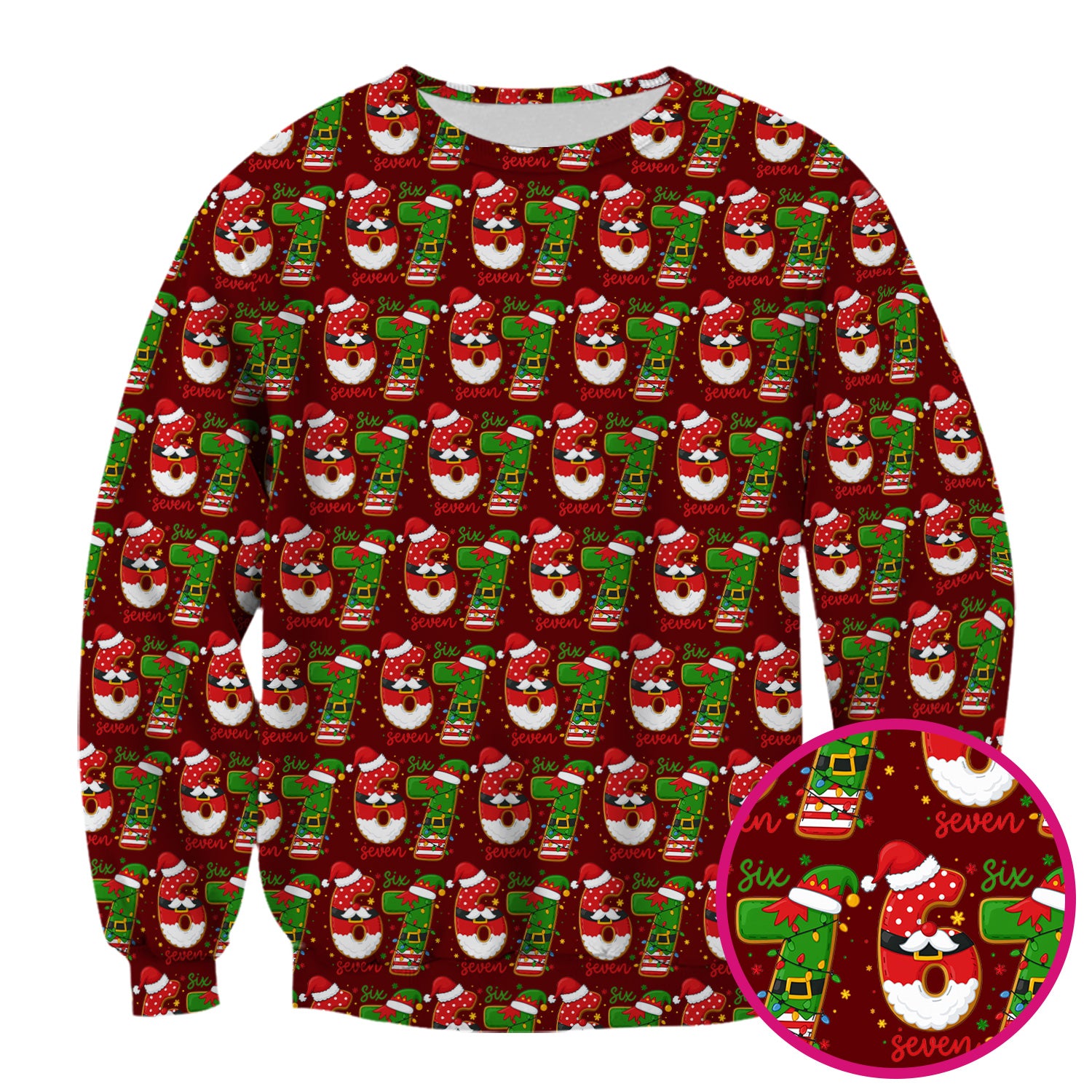 Christmas 67 Pattern Scrub Top, Festive Holiday Medical Uniform Shirt For Nursing