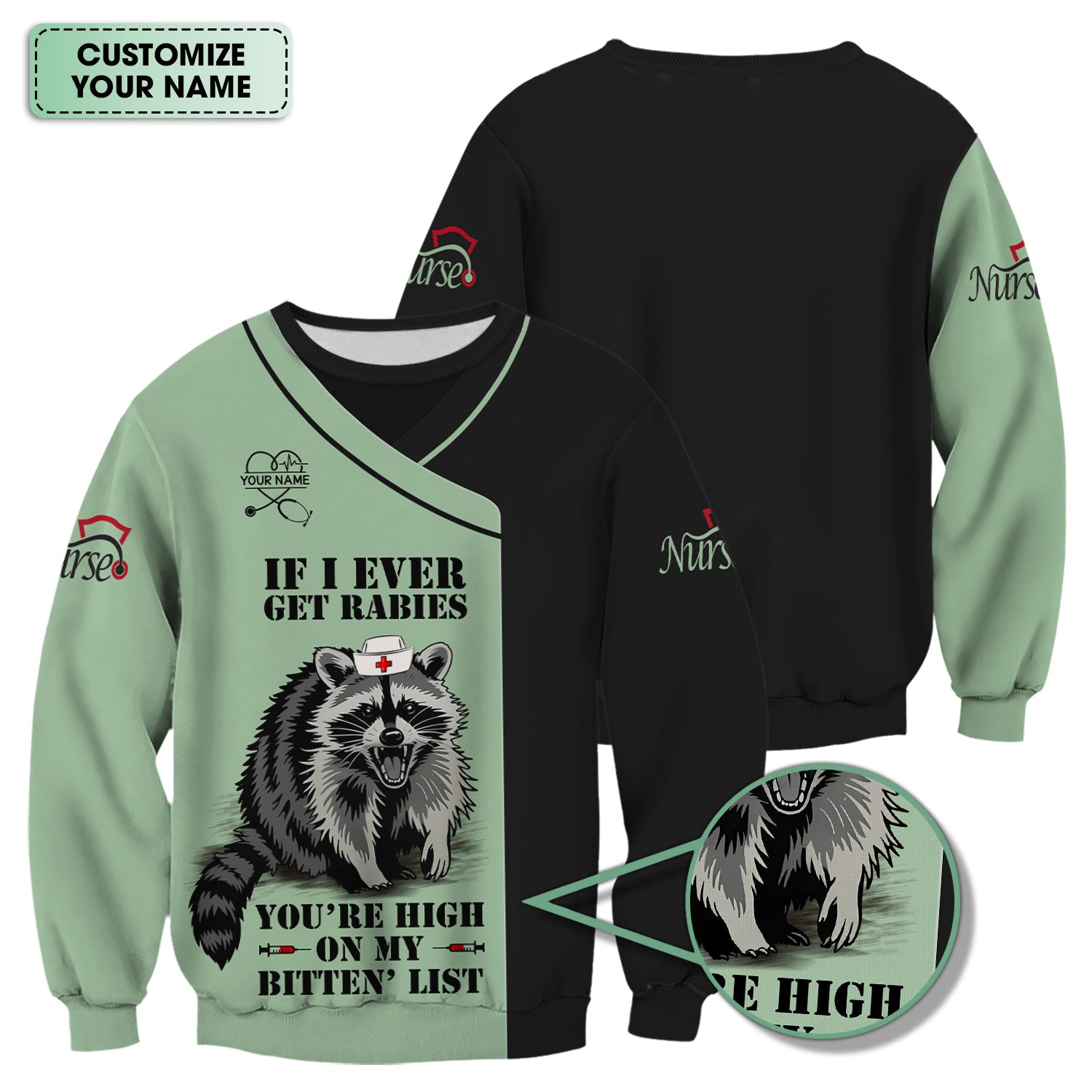 Custom Funny Nurse Scrub Top - You're High On My Bitten List - Multiple Color Options Gift for RN LPN CNA