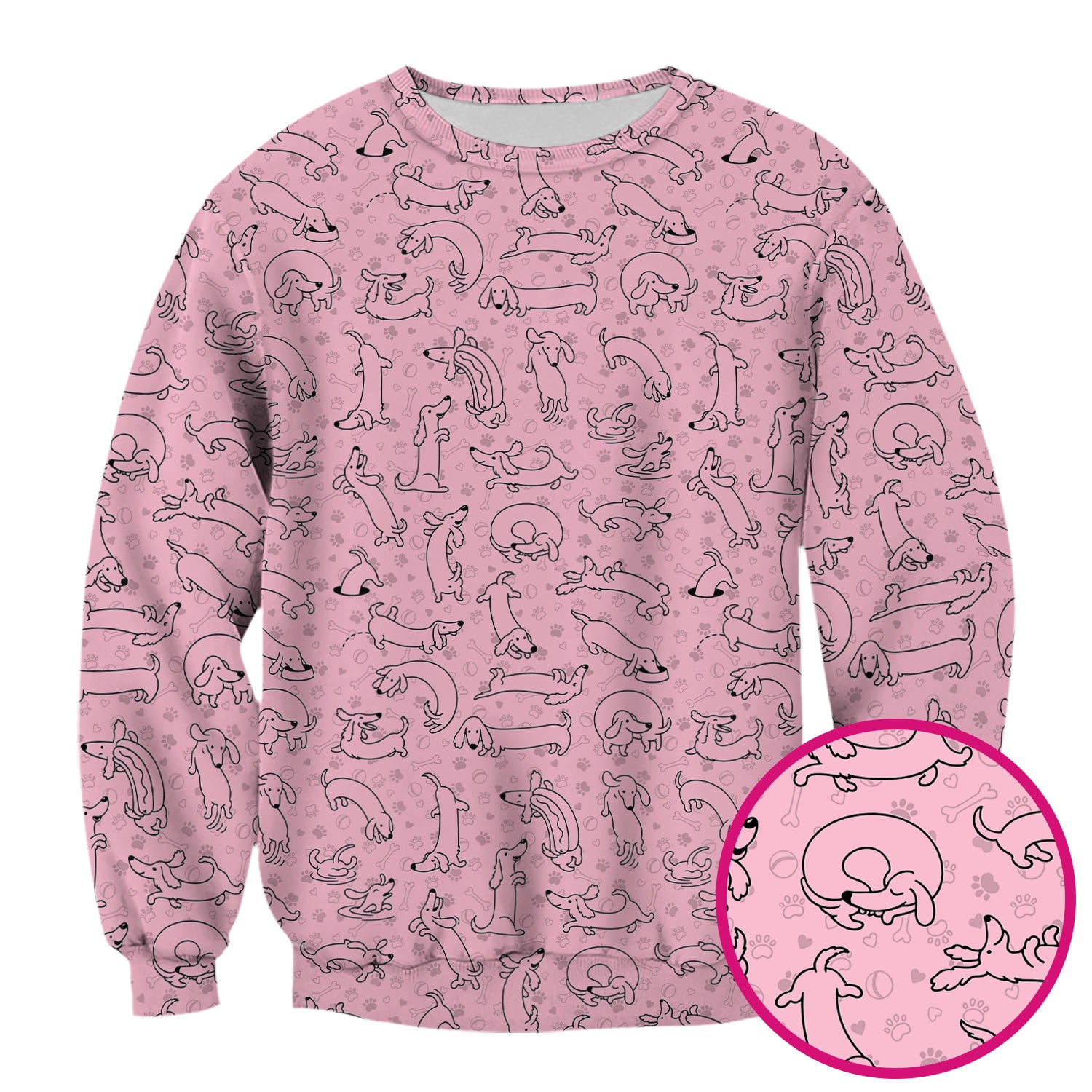 Playful Dachshund Dog Line Art Print Scrub Top, Comfortable Scrubs for Nurses