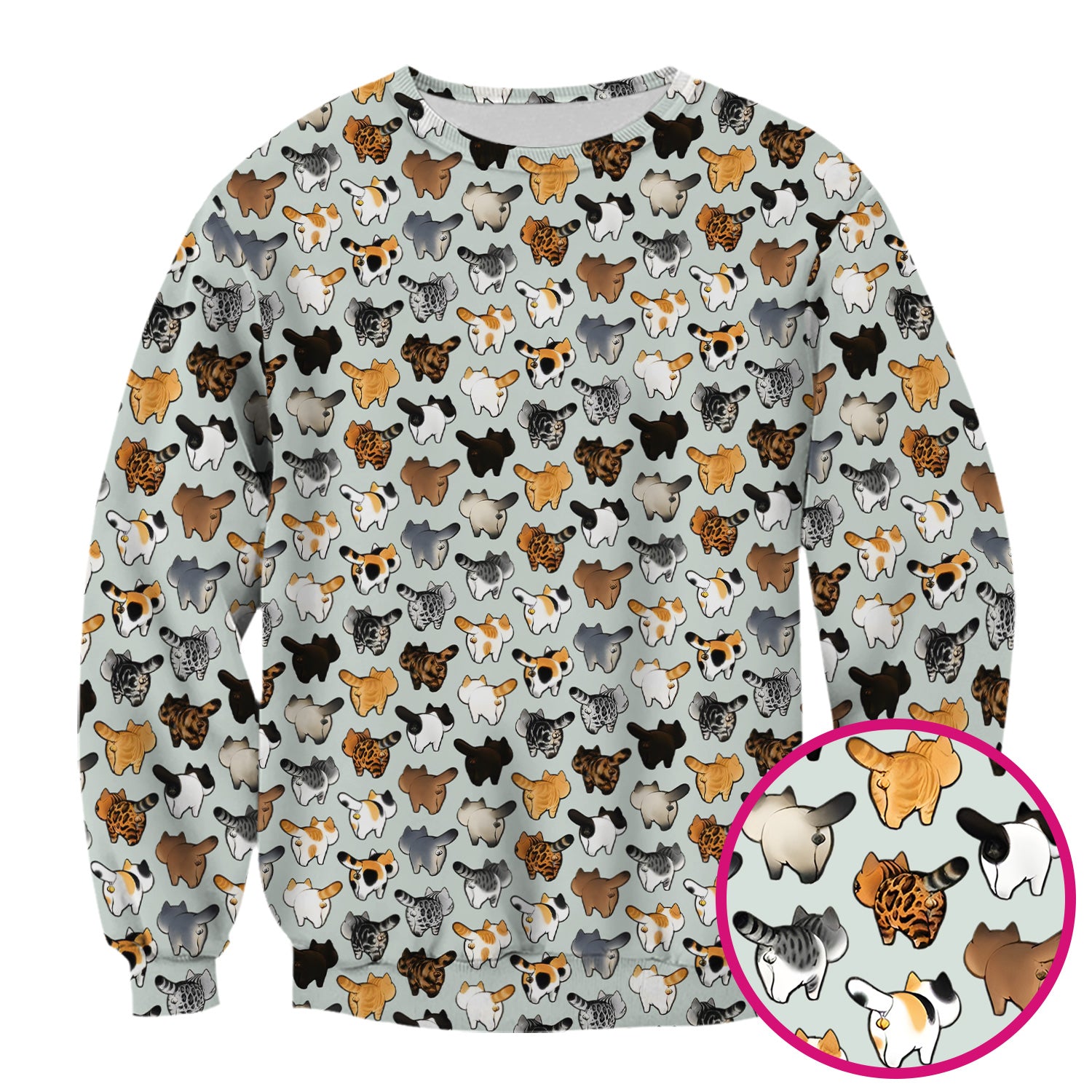 Cat Butt Pattern Medical Scrub Top, Breathable Fabrics Nursing Uniform