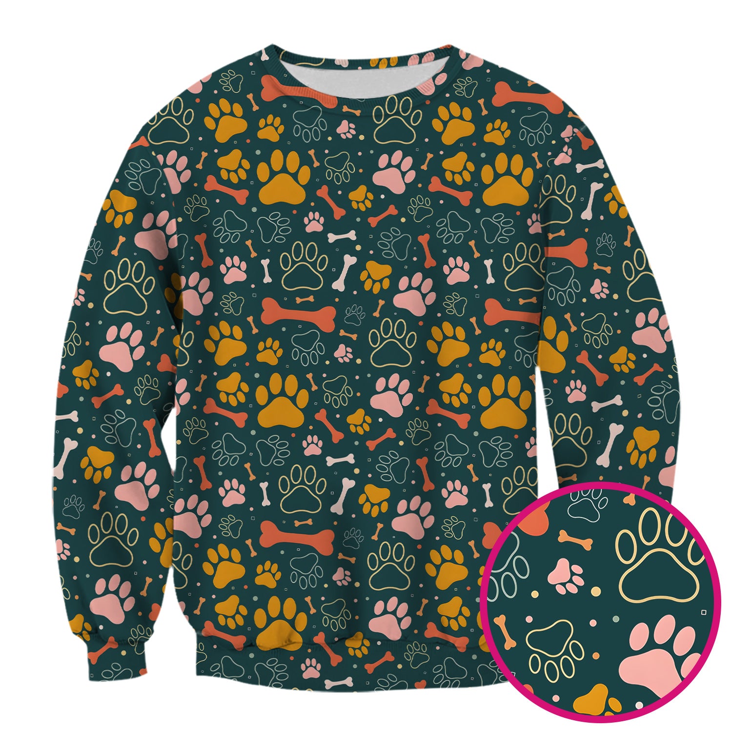 Cute Paw Print Dog Pattern Scrub Top, Comfortable Scrubs for Nurses