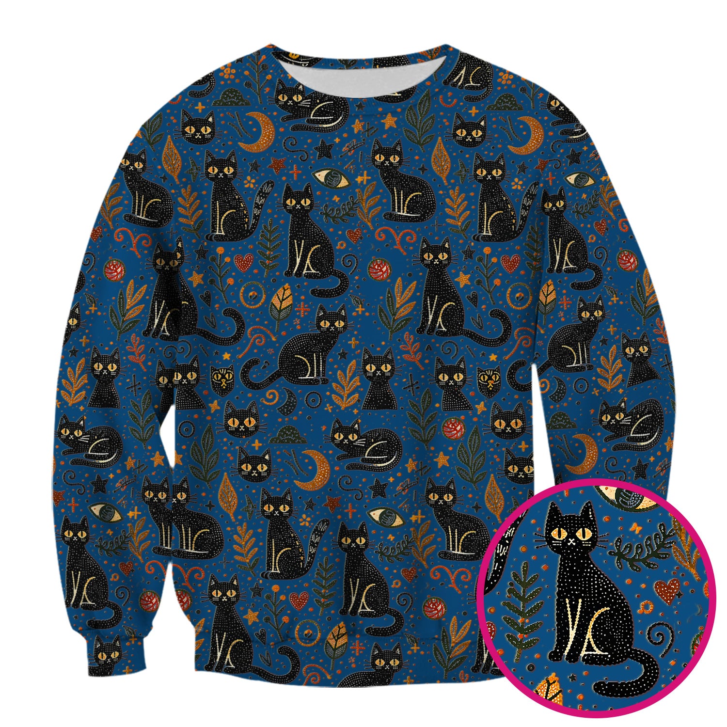 Mystic Black Cat Celestial Doodle Pattern Scrub Top, Comfortable Scrubs for Nurses