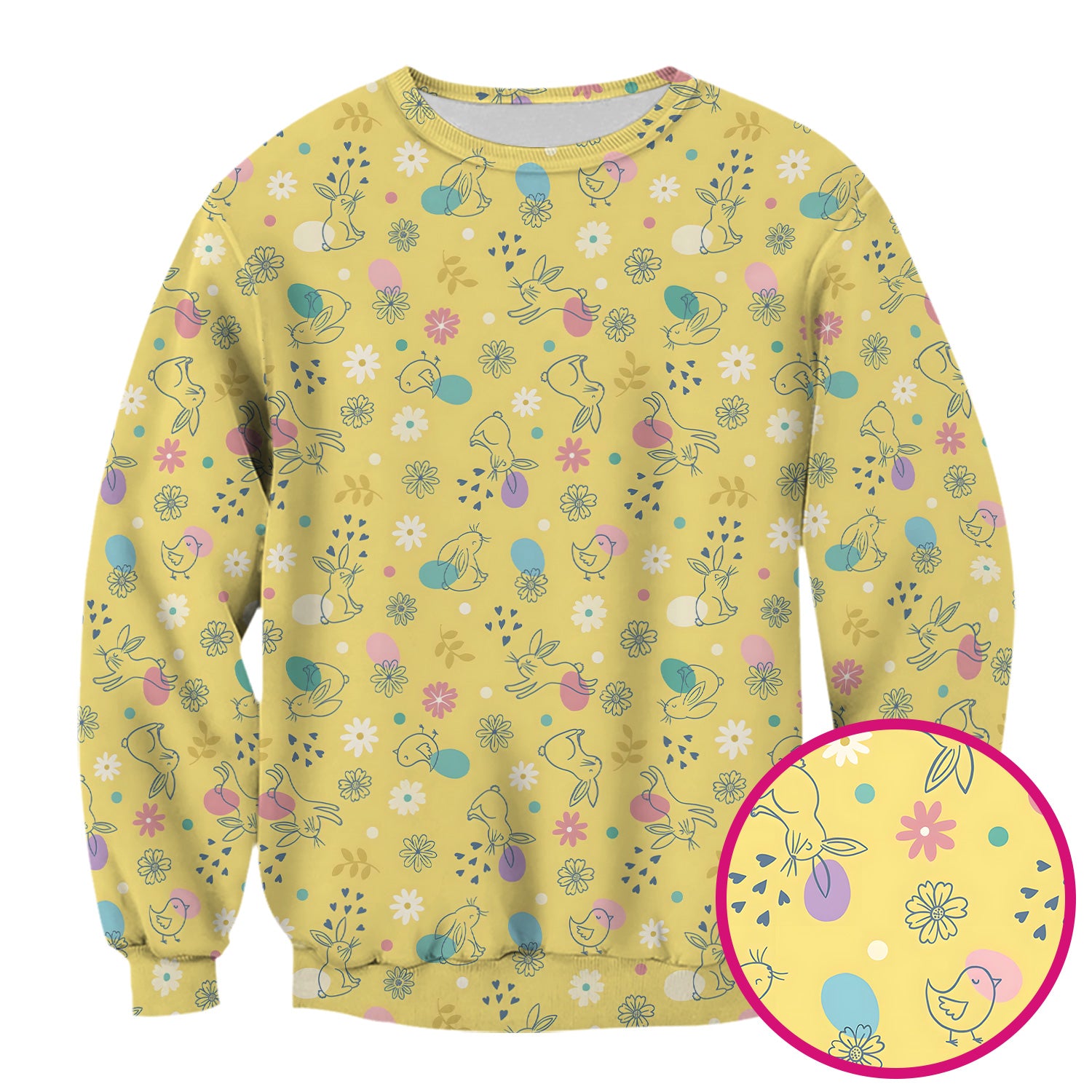 Whimsical Easter Bunny Eggs Pattern Scrub Top, Comfortable Scrubs for Nurses