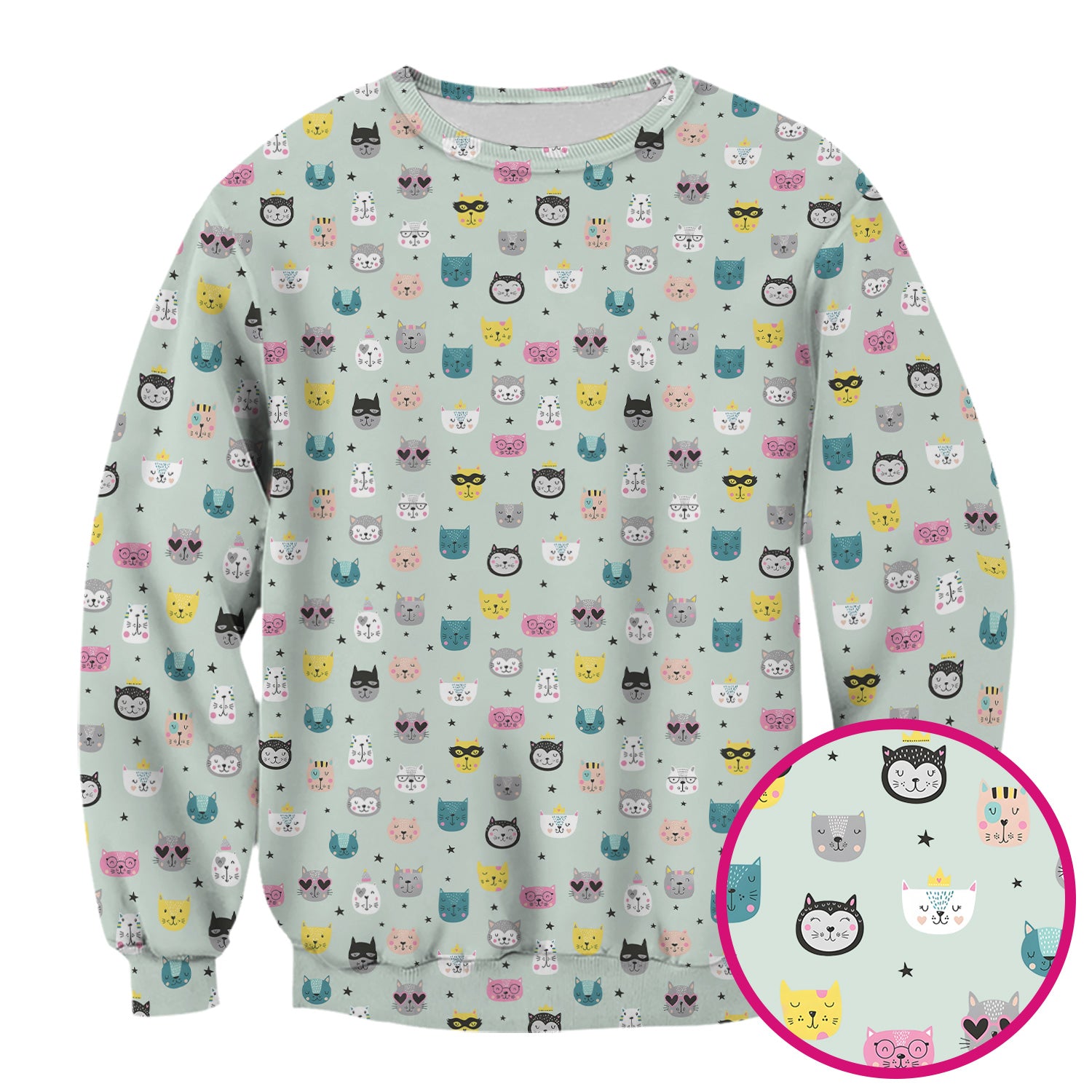 Cute Colorful Cat Pattern Scrub Top, Comfortable Scrubs for Nurses