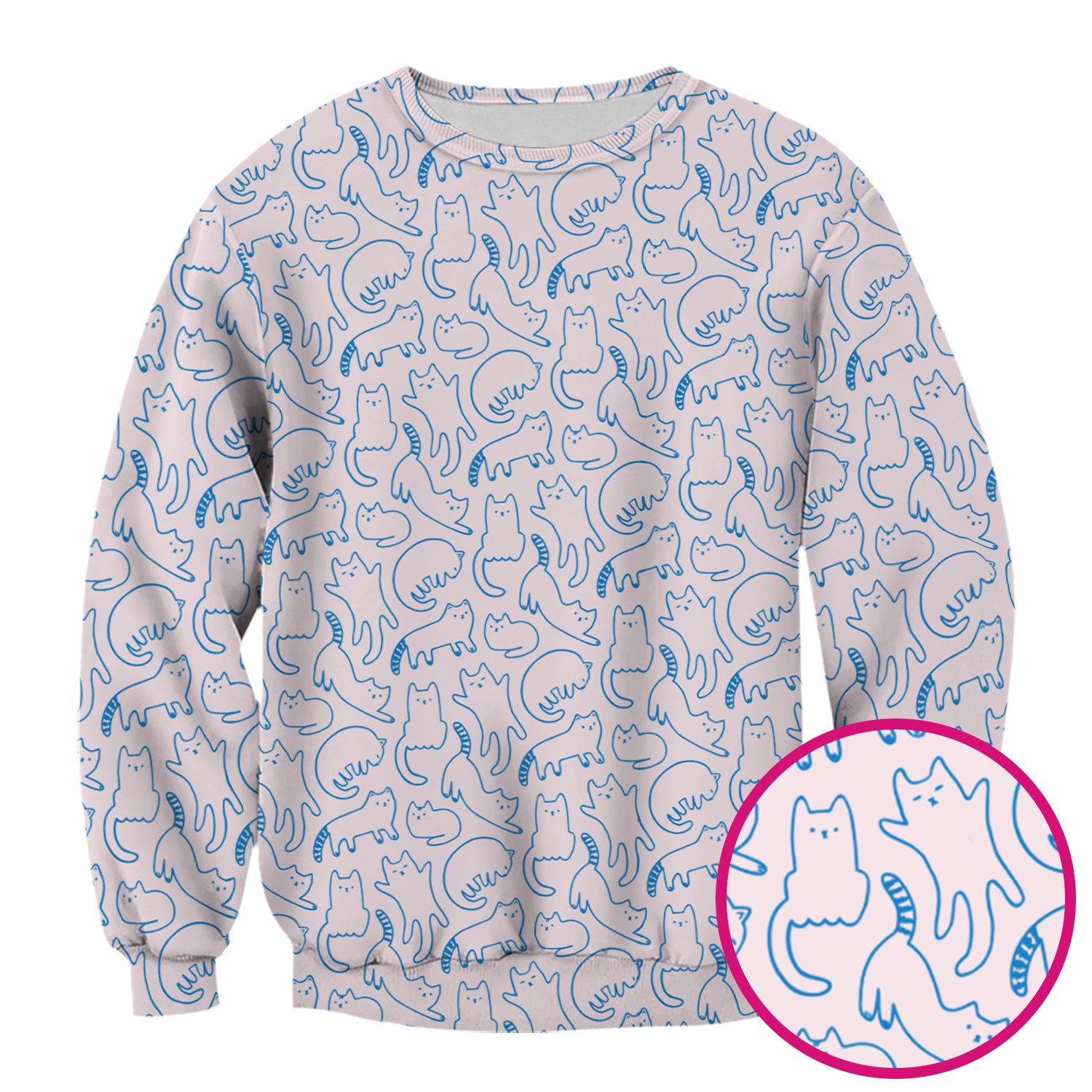 Artistic Cat Pattern Medical Scrub Top, Breathable Fabrics Nursing Uniform