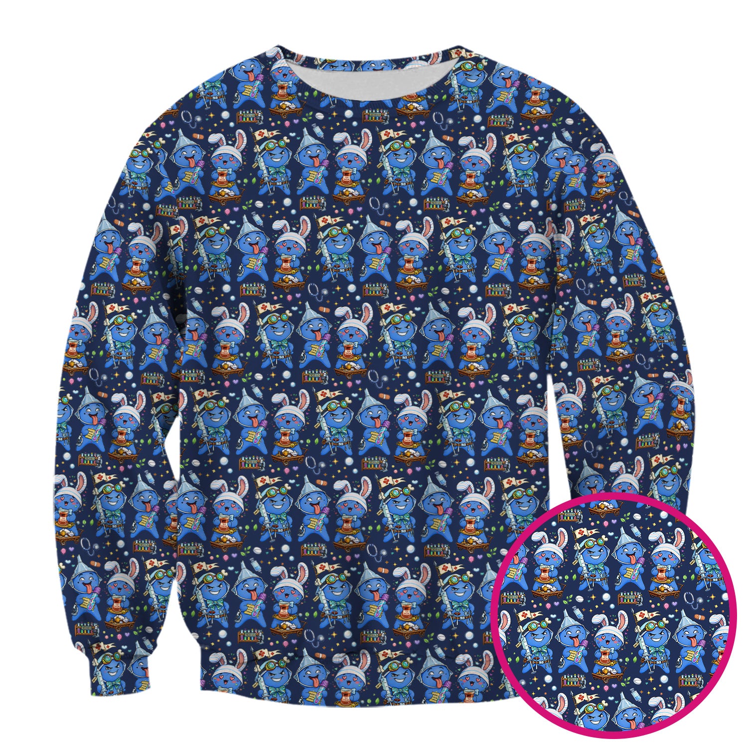 Cute Glove Doll Hospital Medical Cartoon Nurse Pattern Scrub Top, Comfortable Scrubs for Nurses