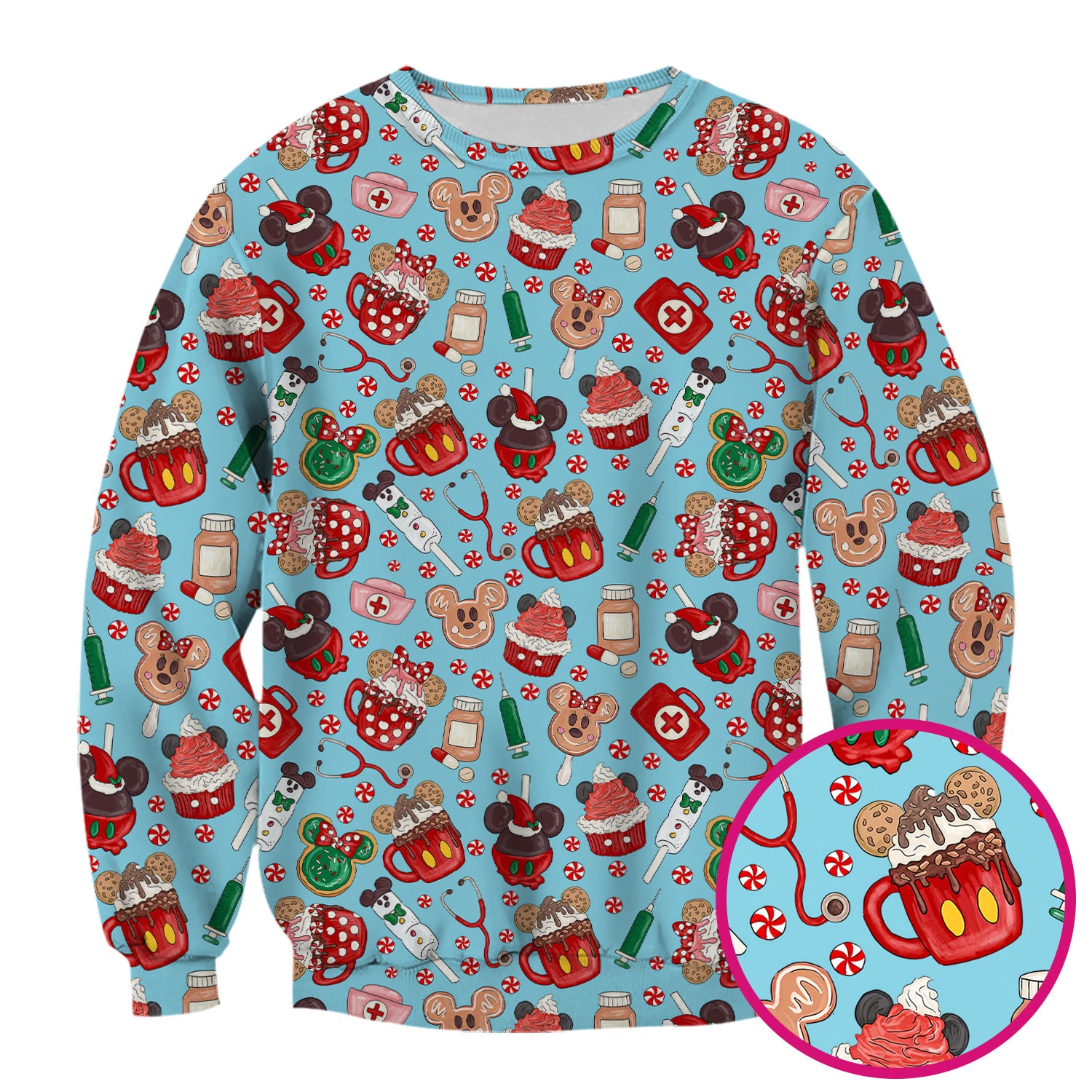 Christmas Scrub Top for Nurses - Cute Gingerbread Cupcake Candy Medical Shirt - Xmas Holiday Uniform for Women RN CNA LPN