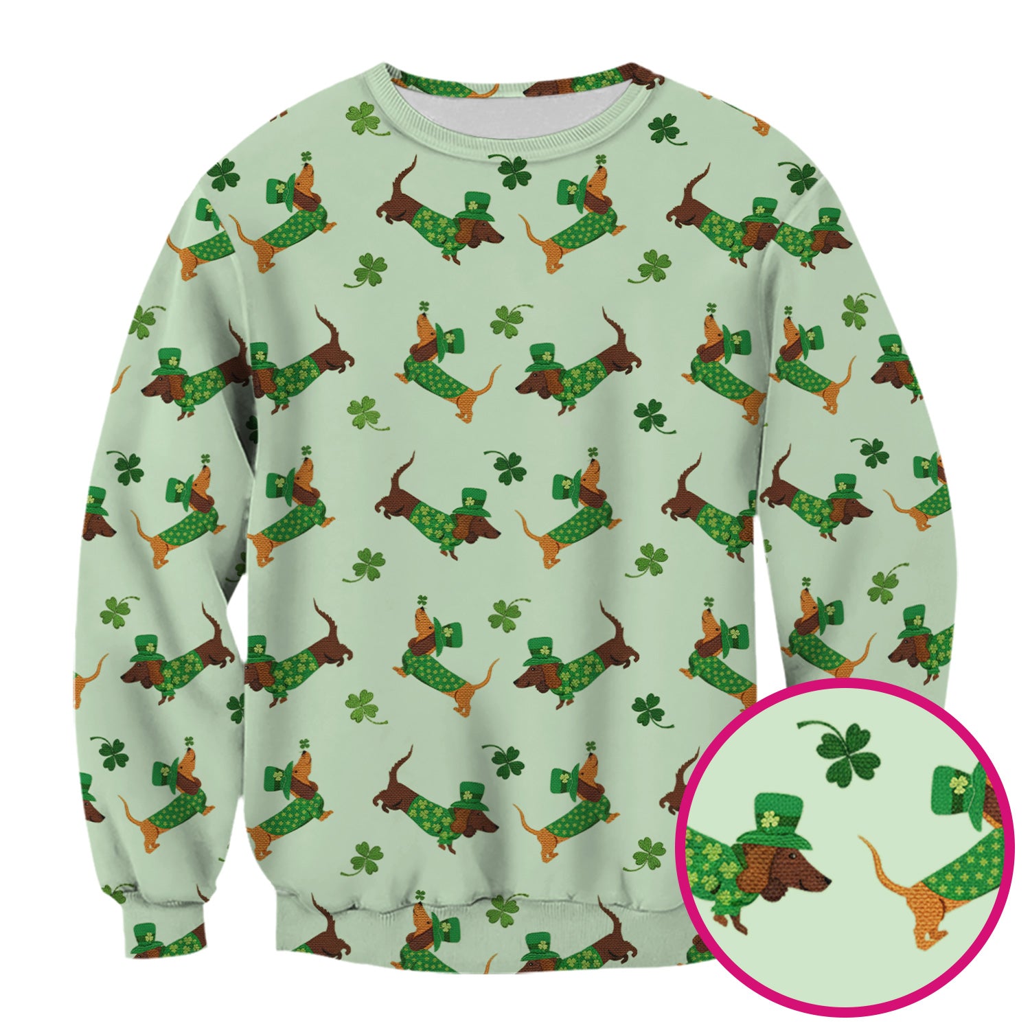 St. Patrick’s Day Dachshund Scrub Top, Funny Wiener Dog Nurse Shirt, Breathable Fabrics Nursing Uniform