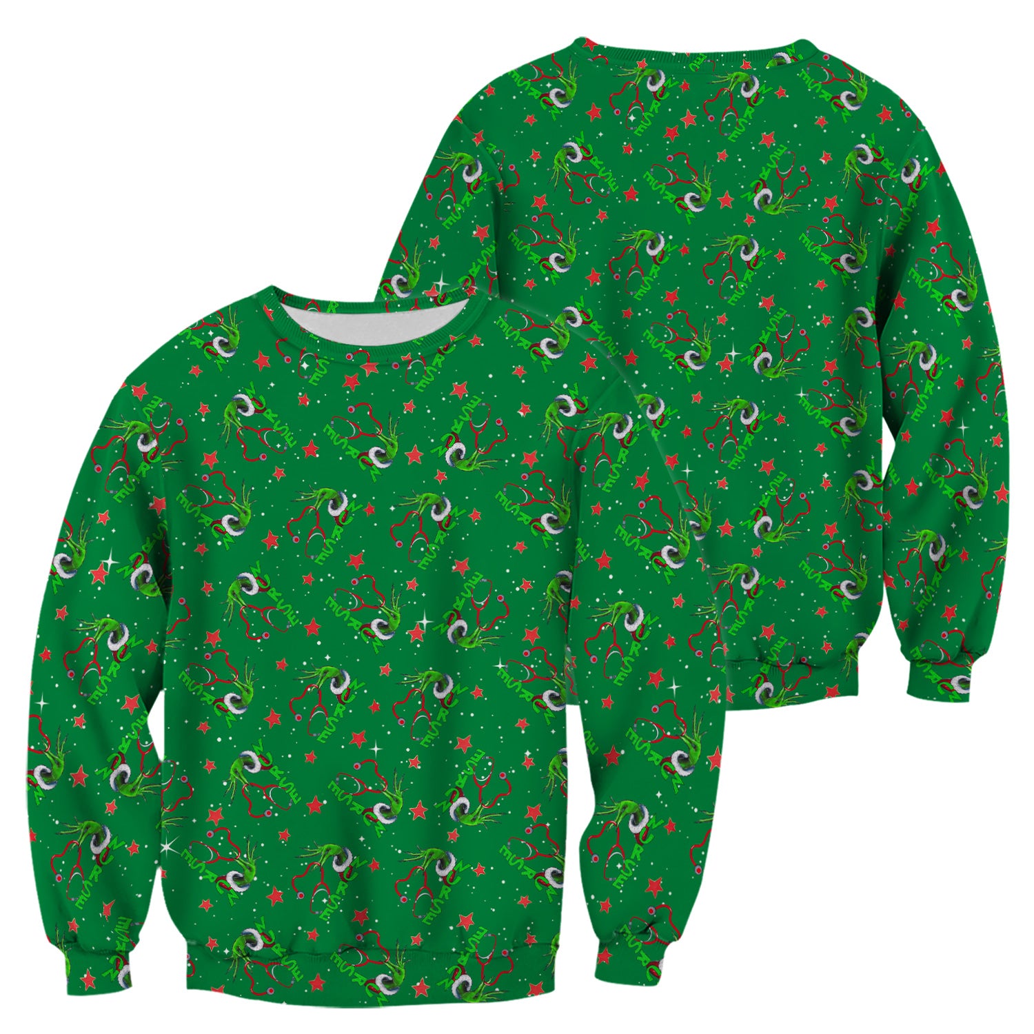 Custom Nurse Grinch Scrub Top - Funny Christmas Top for Women - Gift for RN LPN CNA Nursing