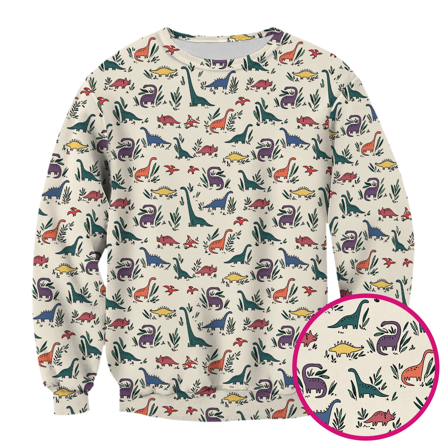 Cute Dinosaur Leafy Garden Pattern Scrub Top, Comfortable Scrubs for Nurses