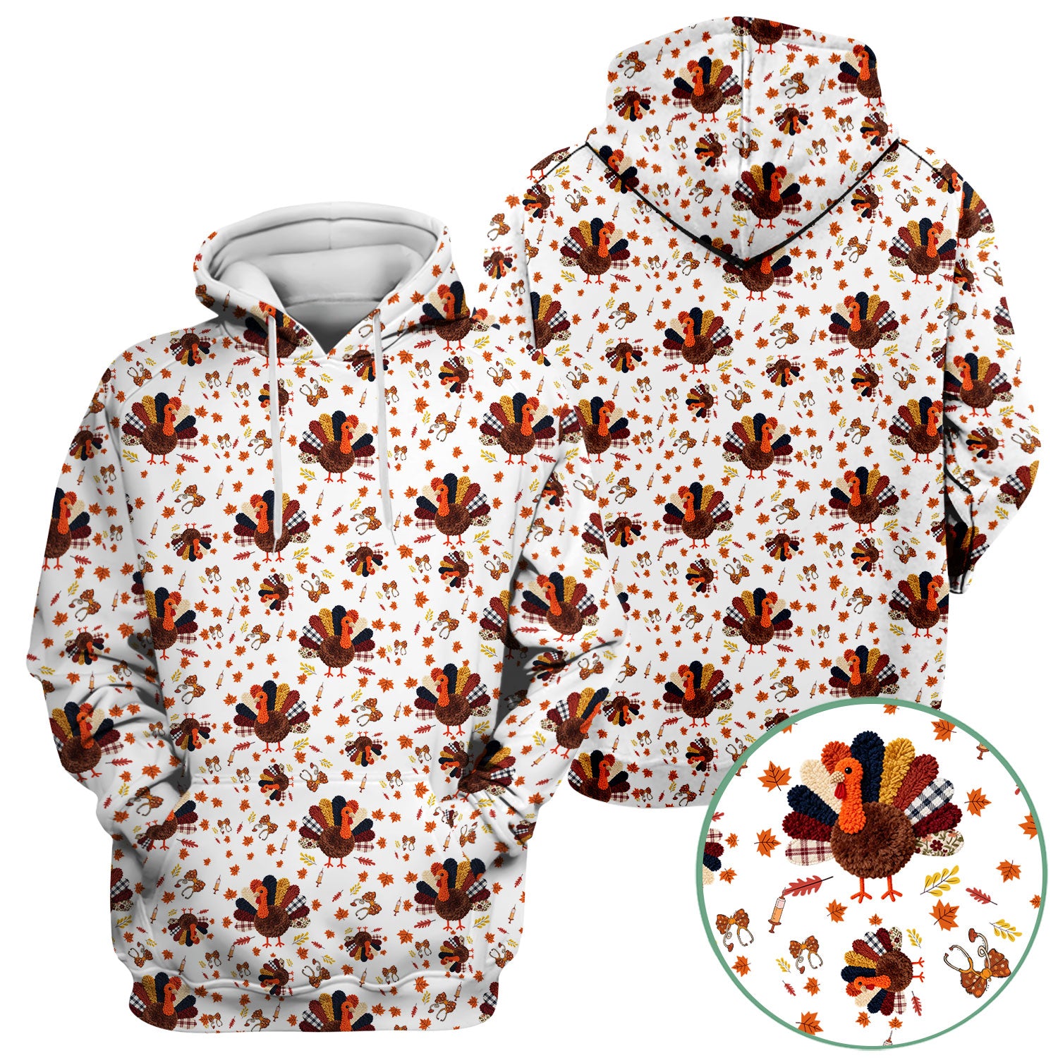 Thanksgiving Comfortable Scrubs for Nurses - Funny Autumn Turkey Shirt - Breathable Fabrics Nursing Uniform