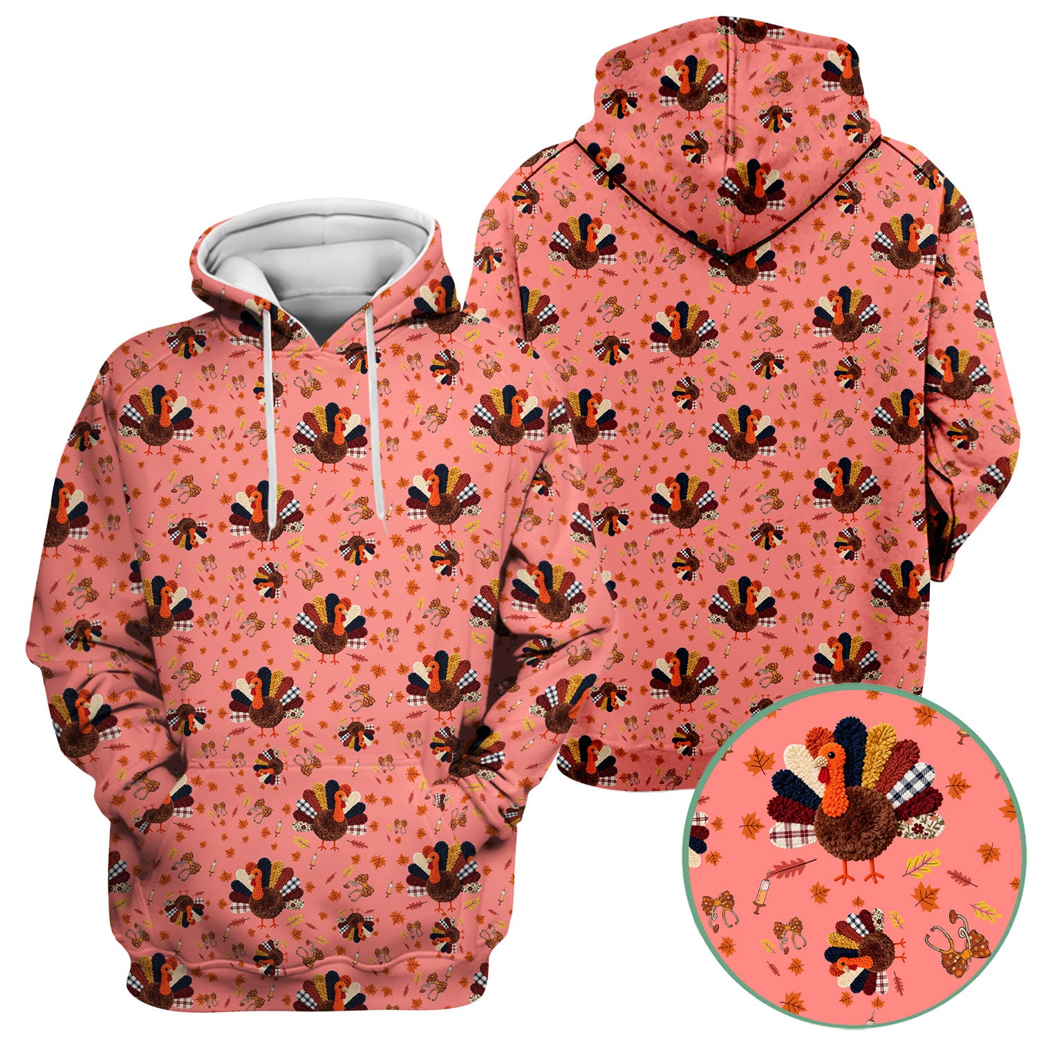 Thanksgiving Comfortable Scrubs for Nurses - Funny Autumn Turkey Shirt - Breathable Fabrics Nursing Uniform