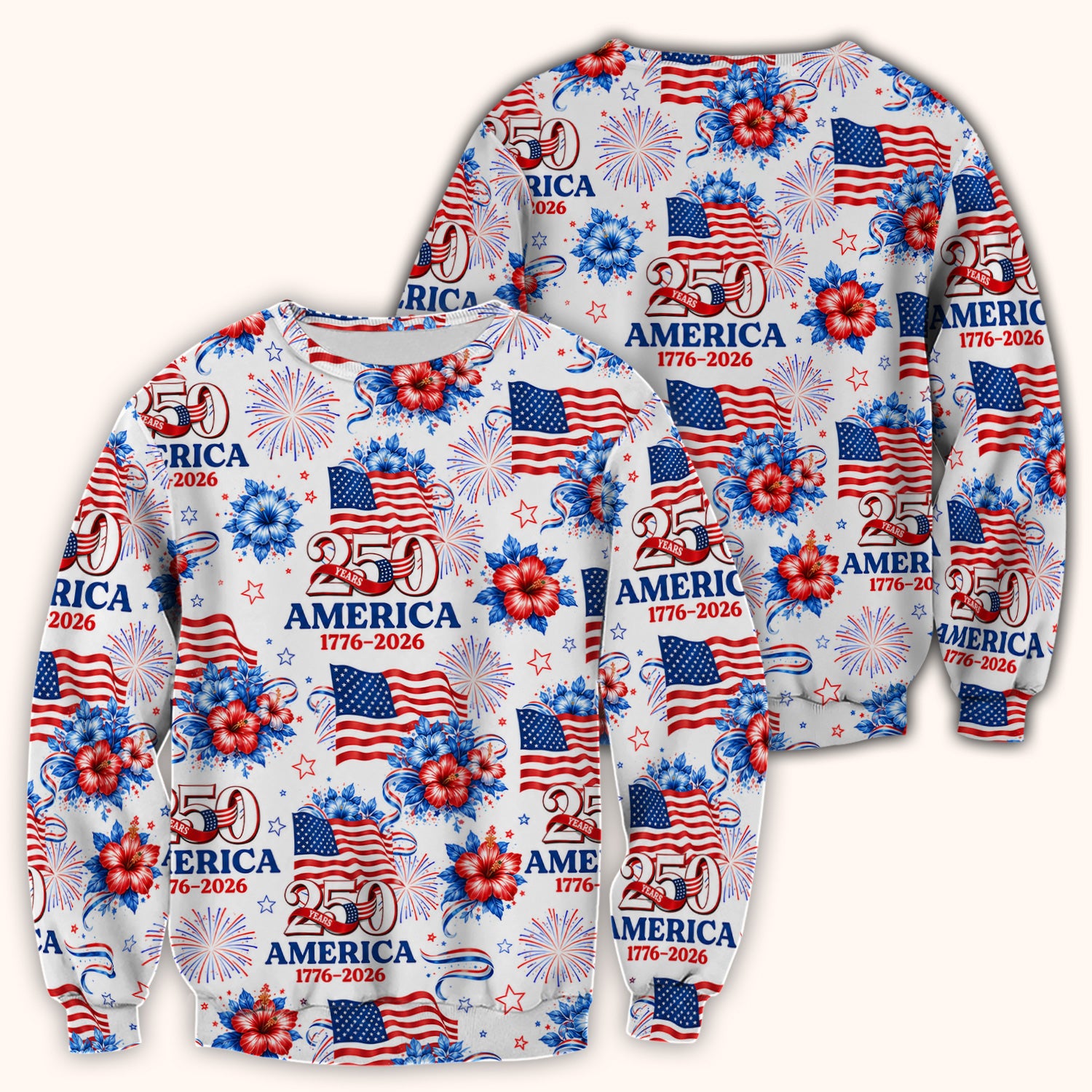 America 250 with Flag Firework Pattern Scrub Top, Comfortable Scrubs for Nurses