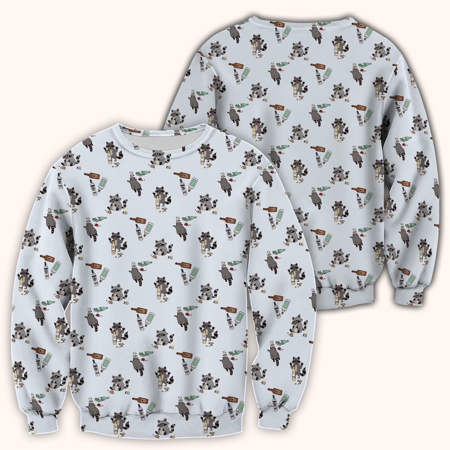 Messy Drunk Raccoon Pattern Scrub Top, Comfortable Scrubs for Nurses
