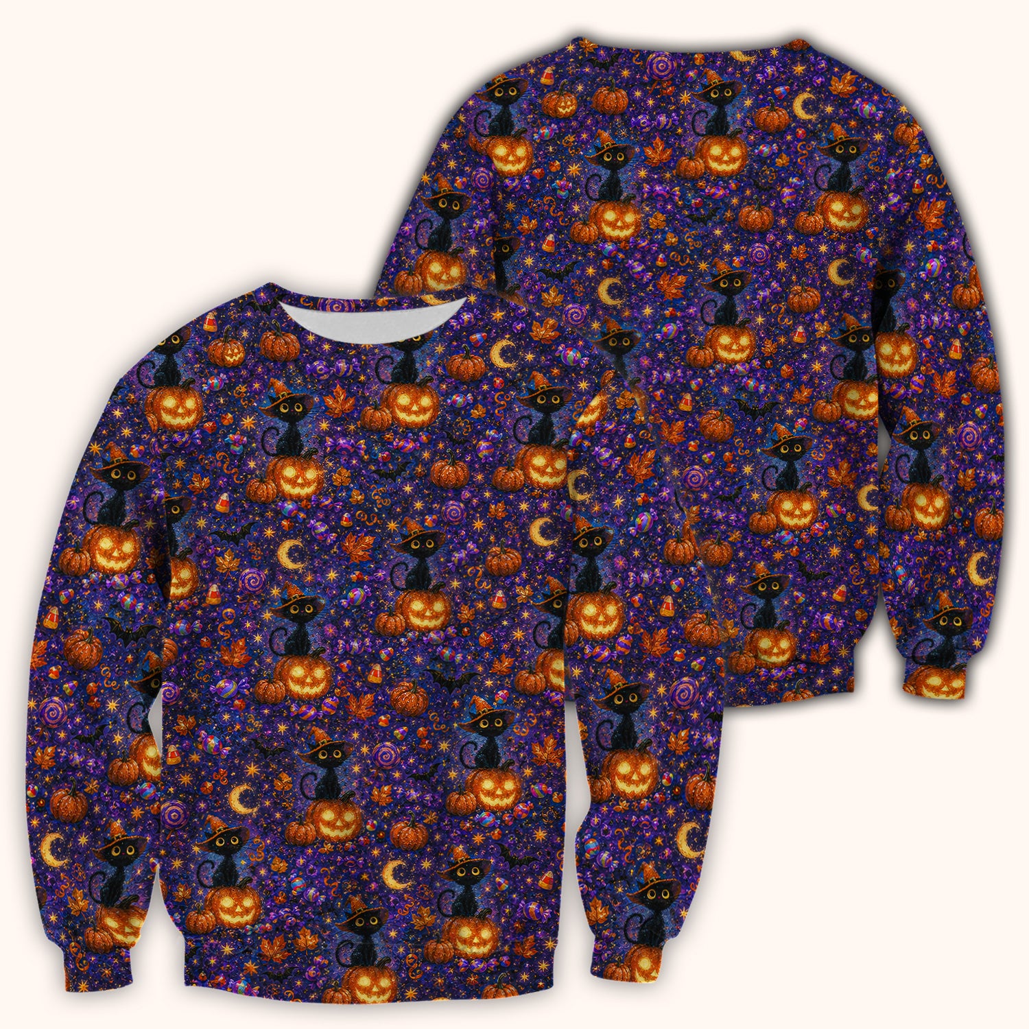 Mystical Halloween Witch Cat Scrub Top, Comfortable Scrubs for Nurses