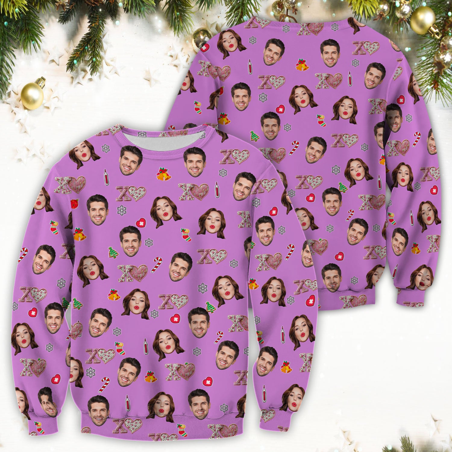 Custom Face Pattern XOXO Scrub Shirt, Personalized Photo Scrub Top, Breathable Fabrics Nursing Uniform