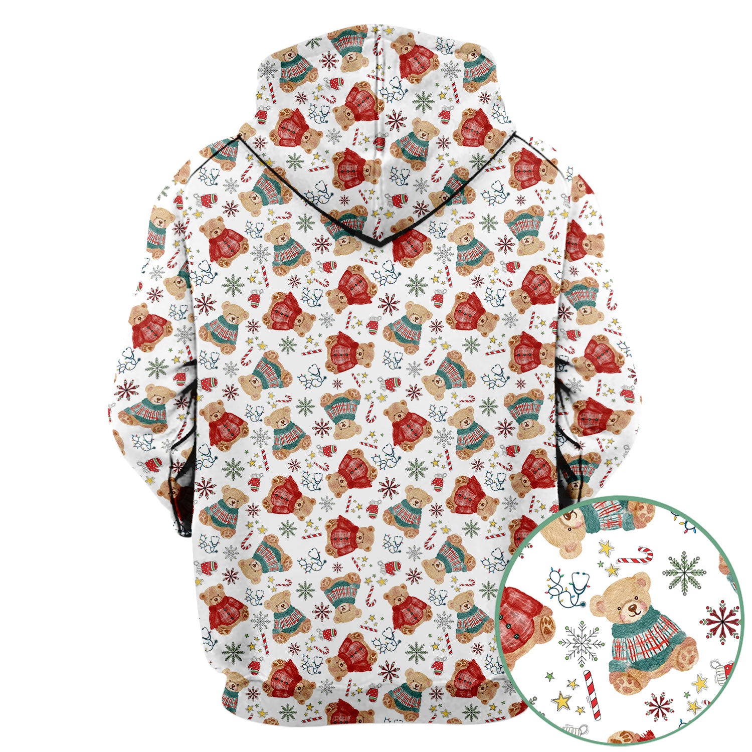 Funny Christmas Scrub Shirt - Cute Bear Winter Print Scrubs - Holiday Medical Scrub Top Gift for Women, Men, CNA RN, Doctor Nurse Christmas Outfit
