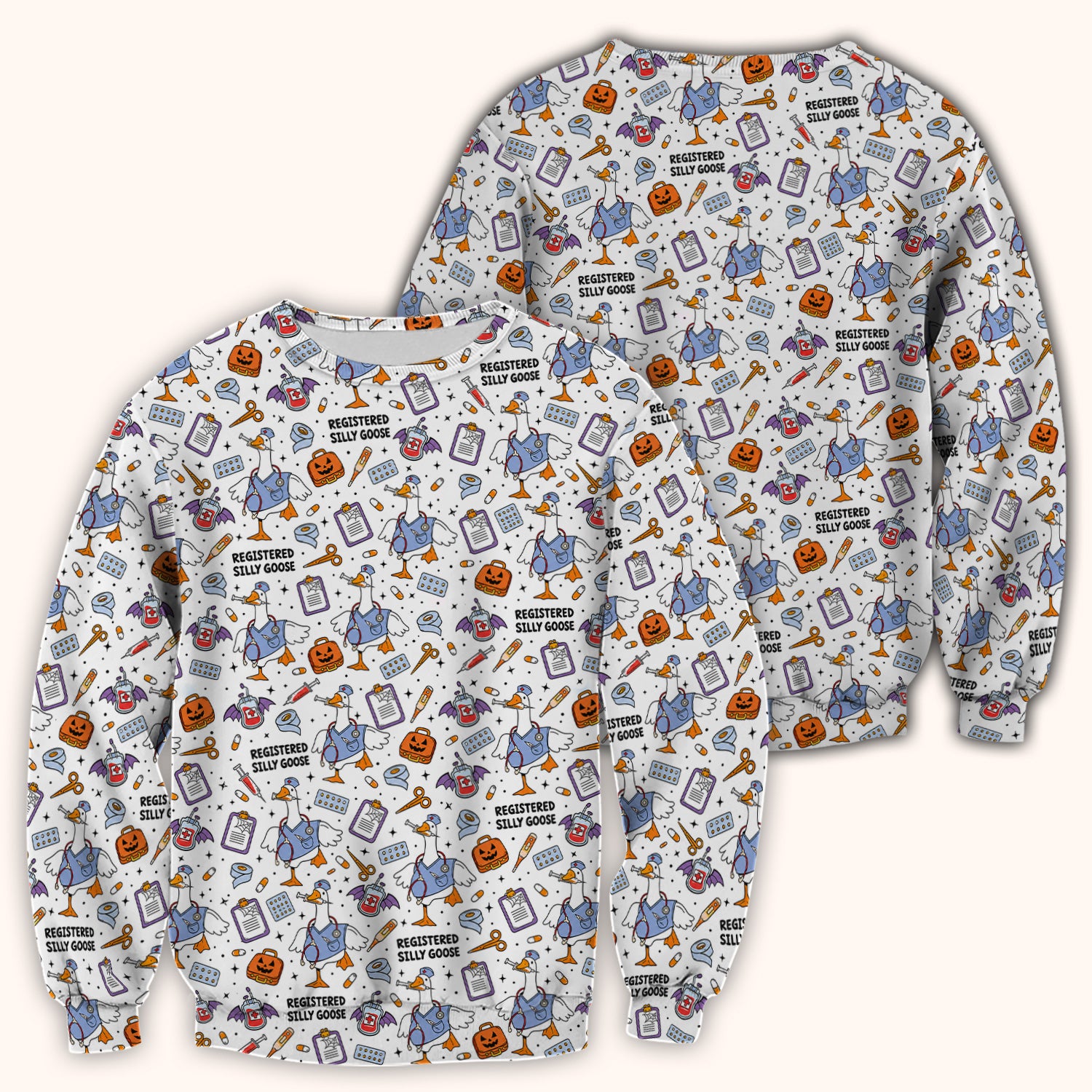 Funny Halloween Registered Silly Goose Scrub Top, Comfortable Scrubs for Nurses