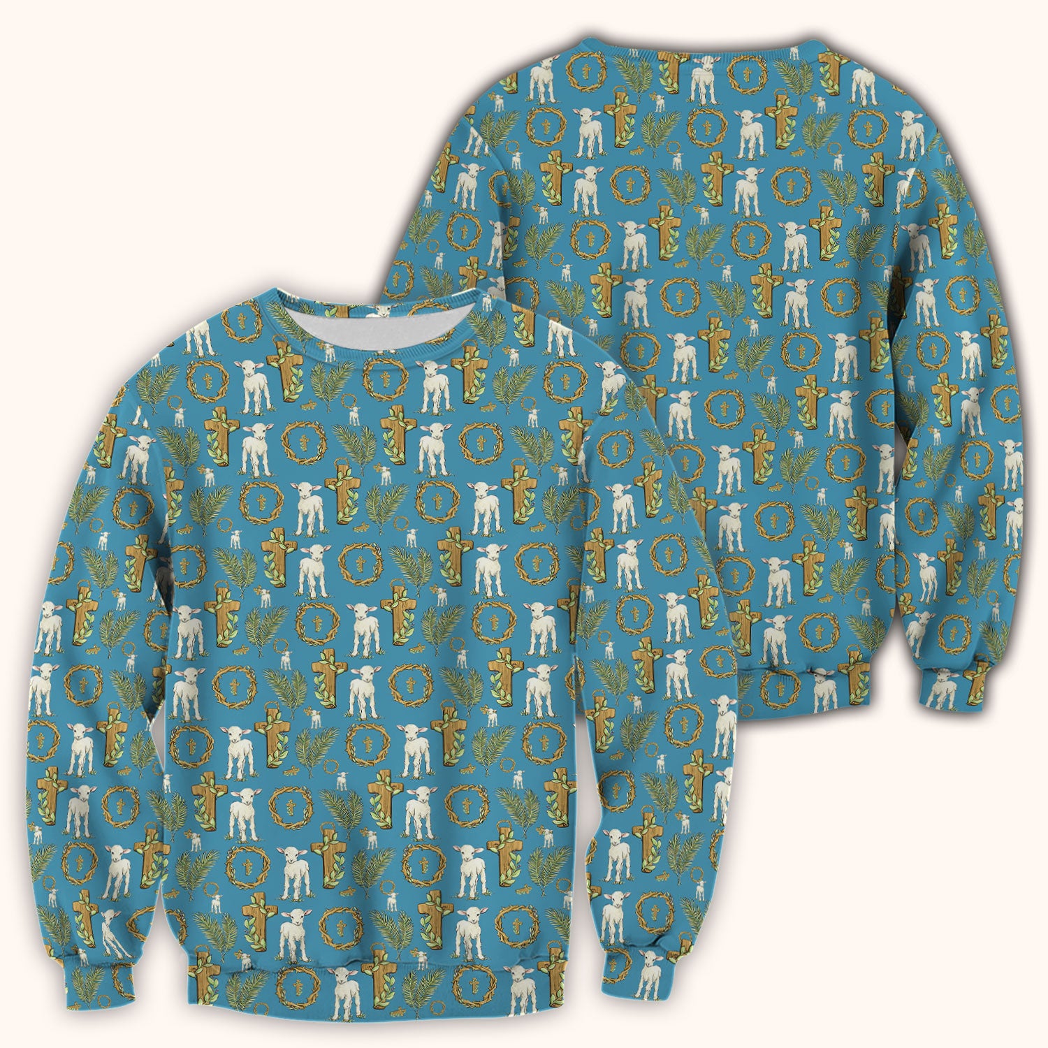 Faith Lamb Cross Pattern Scrub Top, Comfortable Scrubs for Nurses